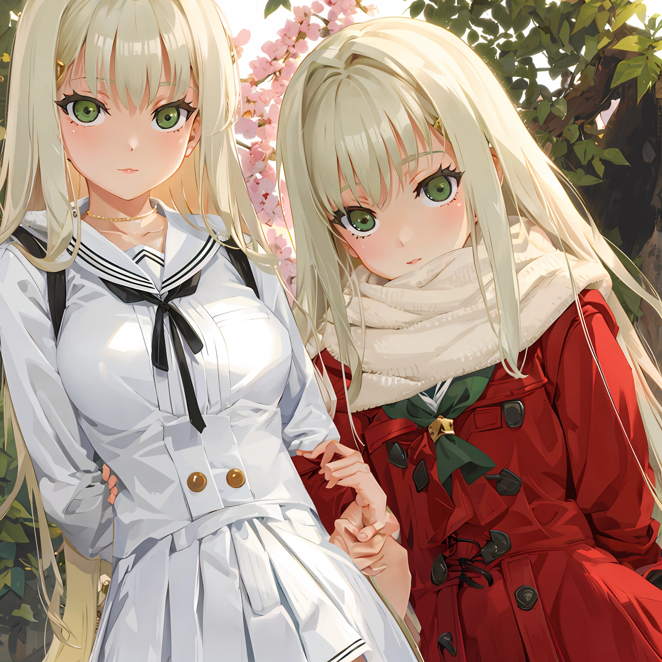 lop-eared bunny girl sailor suit lolita anime girl Q version cute full body like green eyes long white hair
