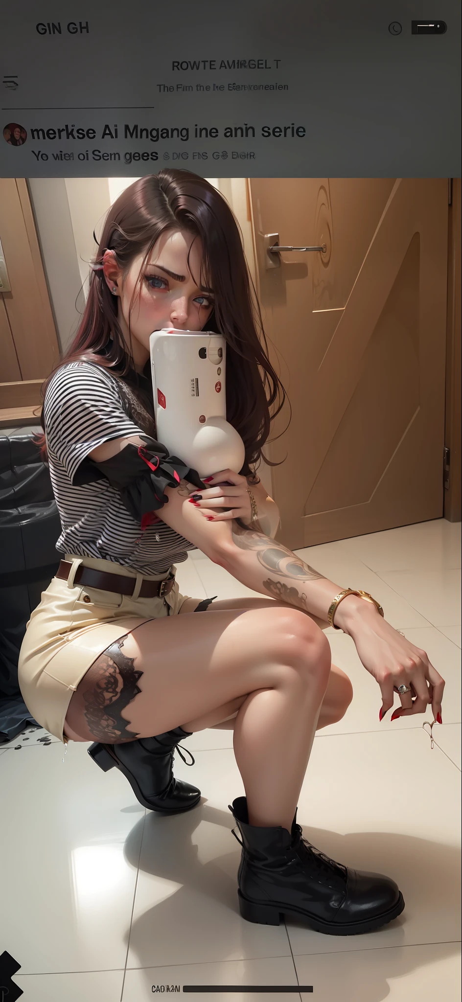 Yummy ass with sensual langerri, clear eyes and seductive look, she is moaning in pain, feeling pain, pain and suffering, there is a lot of liquid running down her thigh, she has big, pointed red nails --auto --s2