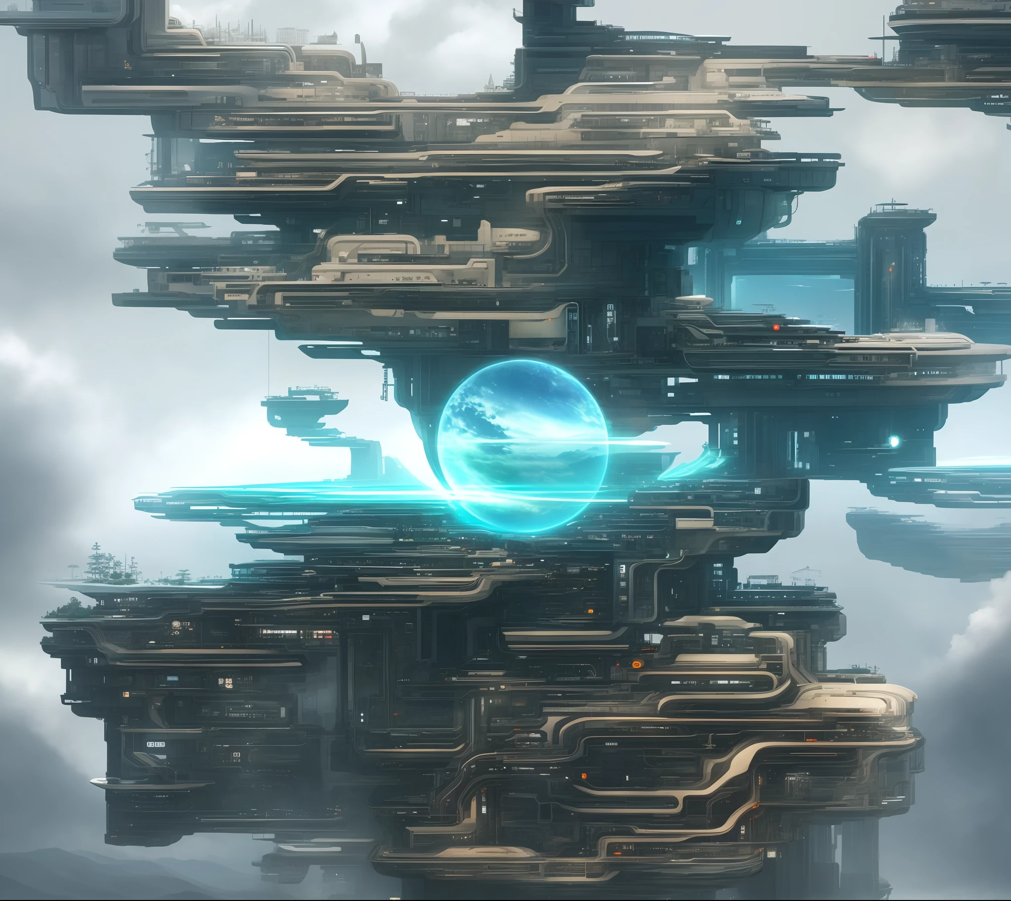 A landscape in imprehensible technological style.