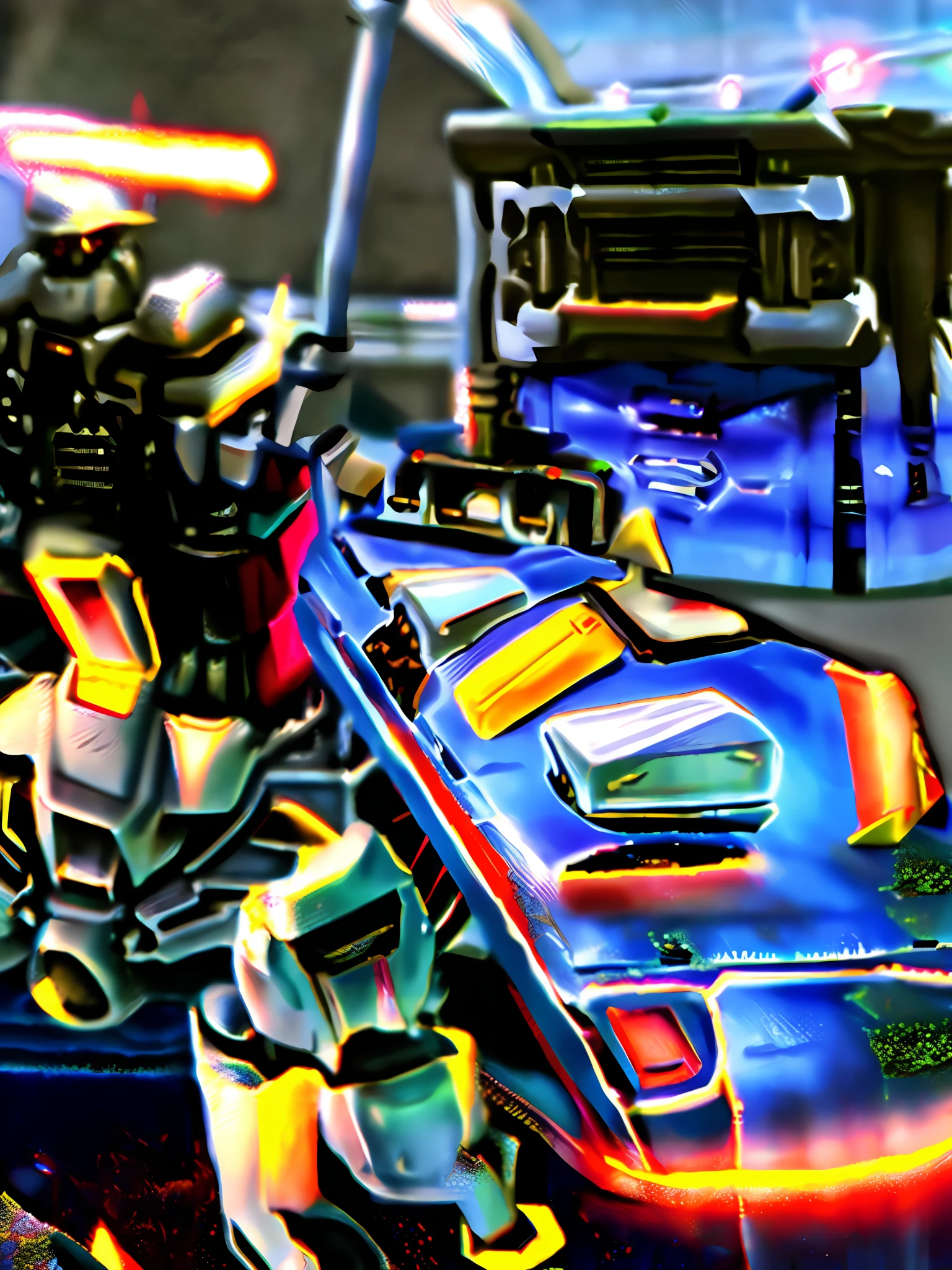 a giant robot Gundam mark II, with gun in right hand, melalico, ultra realistic, metallic, with rocket launcher and shield, on top of the sugar loaf in Rio de Janeiro; Late afternoon in the background of the image, with the Guanabara Bay and the Corcovado. Steel, rusty edges and worn edges, (extremely detailed CG unit 8k wallpaper), realistic, masterpiece, high quality, ((scifi)), lens reflection, ((bright lights)), unreal engine, digital painting, Style-TronLegacy-8v-B, trend in ArtStation, trend in CGSociety, Intricate, High Detail, dramatic, realism, beautiful and detailed lighting, opt-6000 shadows. Amuro standing beside him, arms crossed. Camille crouched beside him.