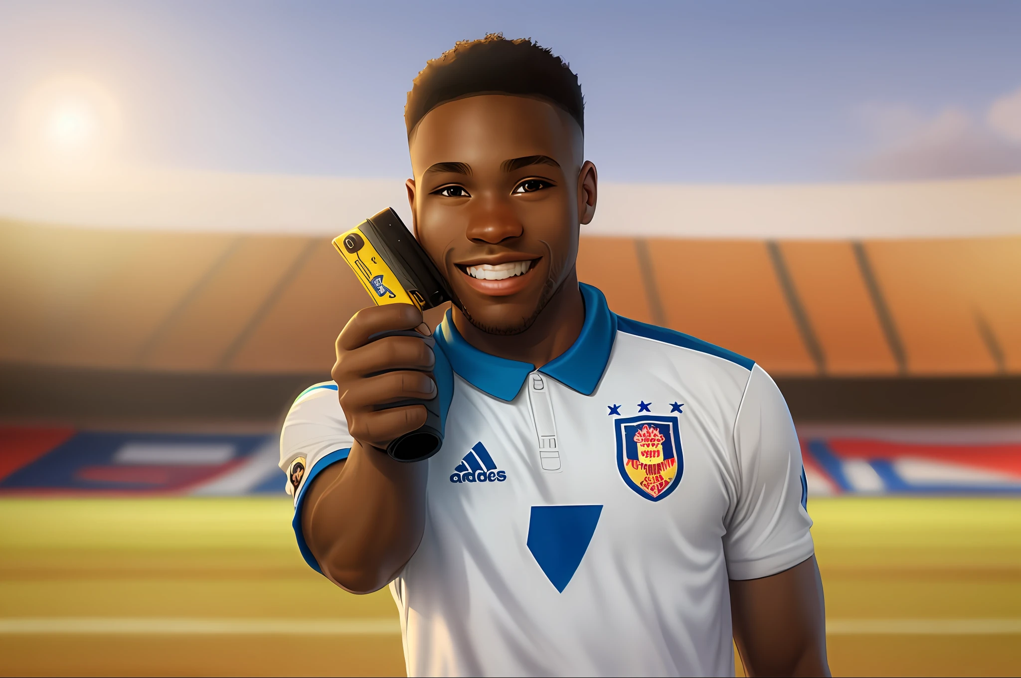 Afro child hair , soccer field background