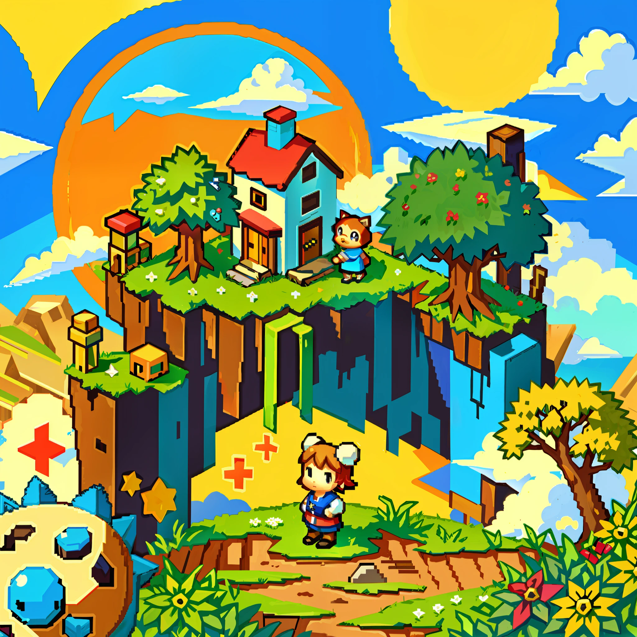 pixel art of a A gift box,coloful,warm andcozy,nintendo,pokemon, starew valley,harvest moon,animal crossing,with a simple background,