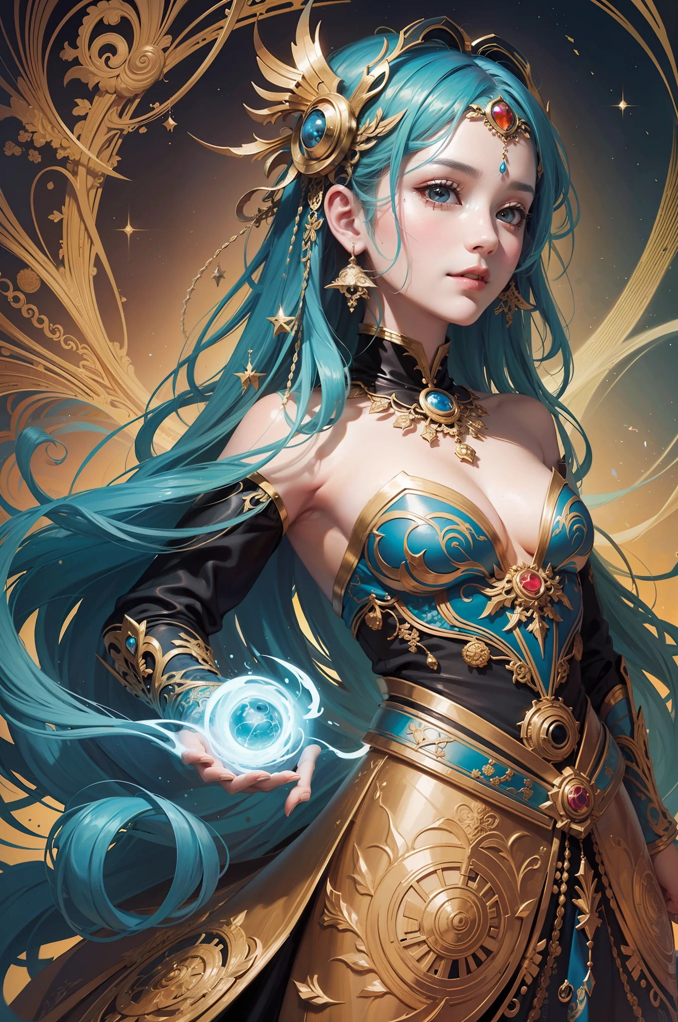 Official Art, Unity 8K Wallpaper, Special Detail, Beautiful and Beautiful, Masterpiece, Best Quality, (Zentangle, Mandala, Tangle, Entangle), (Fractal Art:1.3) , 1girl, Smile, (Long Hair:1.31), Single, Upper Body, ((Princess Dress)), Very detailed, (dynamic posture), The most beautiful styles of chaos, elegant, brutal design, bright colors, romance, by James Jean, Roby Dwi Antono, Ross Tran, pov, six pack, sexy, Best quality --auto --s2