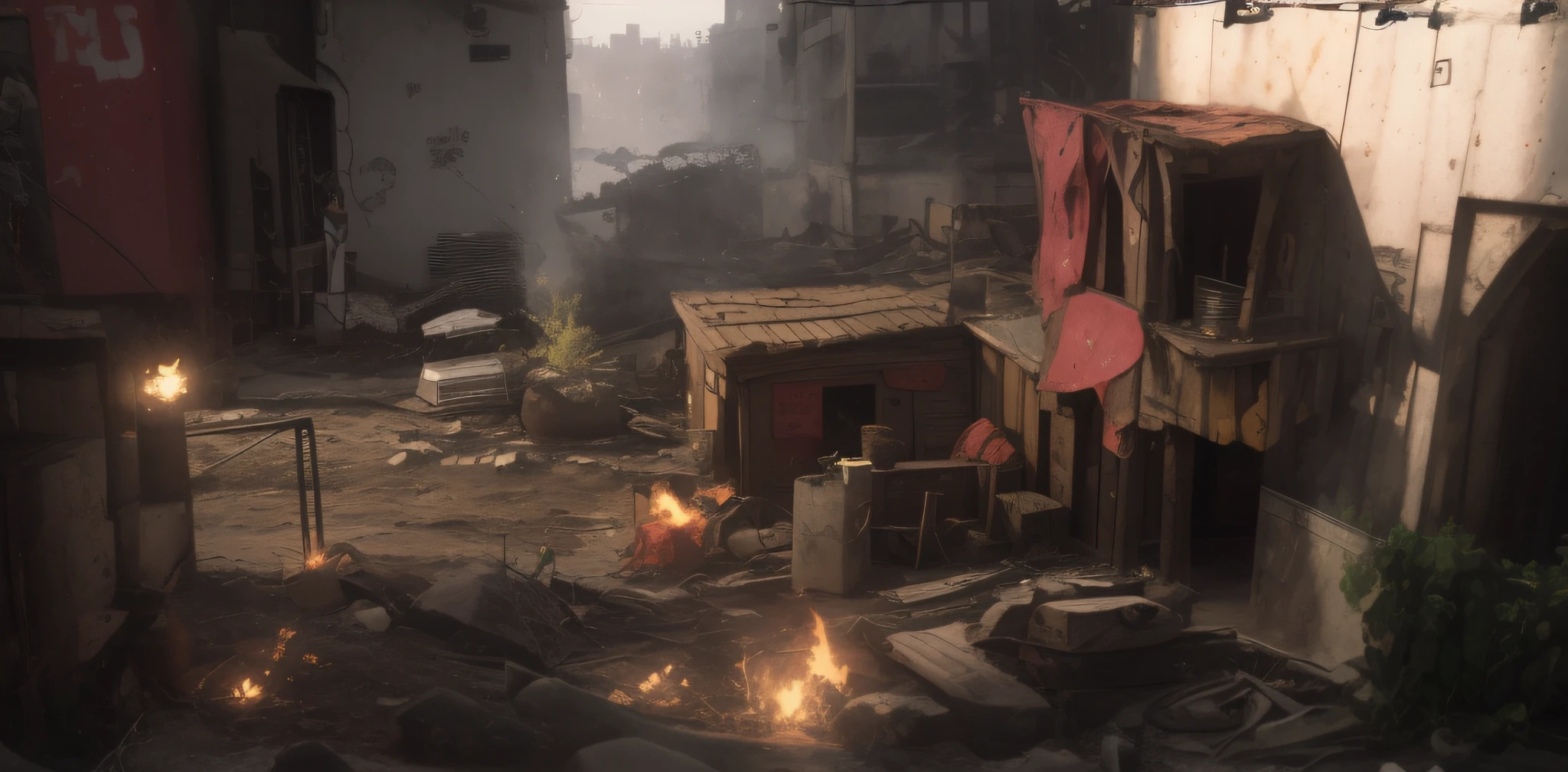 Battlefields, ruined Middle Eastern city streets, gunsmoke, film and television scene rendering, realistic pictures, high-definition details