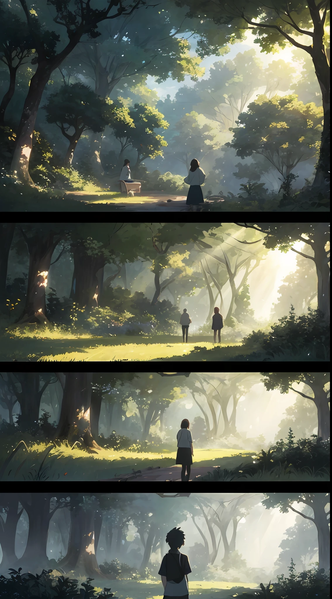ridiculous resolution, high resolution, (masterpiece:1.4), super detailed,  a serene garden nestled within a lush forest. It is a tranquil sanctuary where vibrant endive plants sway in the breeze, and sunlight filters through the canopy above. The song's ethereal melodies blend seamlessly with the natural symphony of the surroundings, creating a meditative and introspective atmosphere. It is a space where you can immerse yourself in the beauty of nature, contemplate the fleeting nature of life, and surrender to the poetic imagery of the lyrics. Anime scenery, makoto shinkai, ghibli,