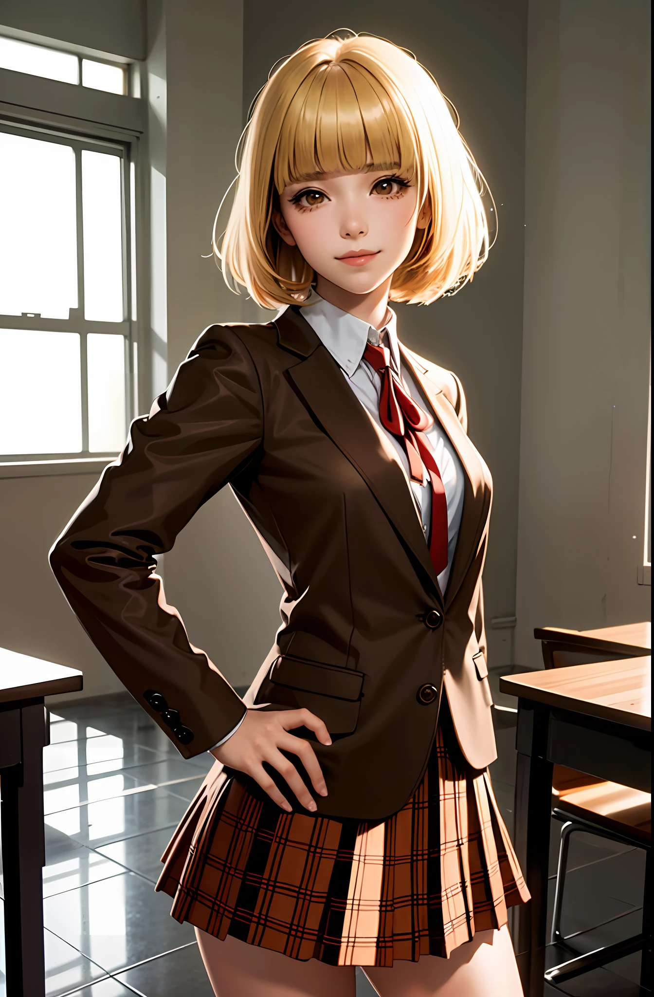(masterpiece,best quality, detailed), 1girl, solo, classroom, indoors, hands on hips, closed mouth, dutch angle,
midorikawa hana, brown jacket, neck ribbon, collared shirt, school uniform, plaid skirt, loafers, squinting, eyelashes, (masterpiece,best quality, detailed), 1girl, solo, outdoors, evening, upper body, smile, closed mouth, squinting, eyelashes, midorikawa hana, brown jacket, neck ribbon, collared shirt, school uniform,