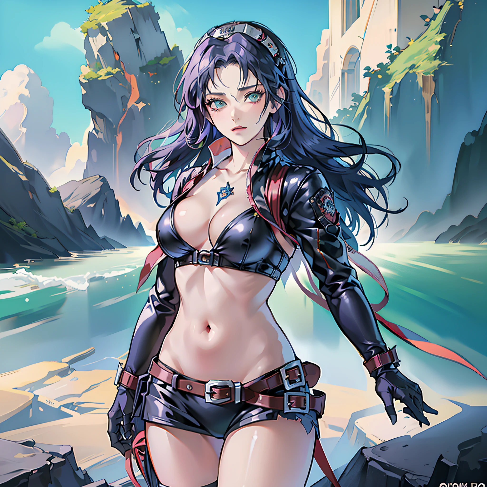 Araffed woman in a bikini and leather panties, standing, seductive anime girl, Ross Tran 8 k, Rossi Tran style, DeviantArt ArtStation CGScscosiety, beautiful seductive anime woman, Ross Tran style, Detailed Digital Anime Art, 8K High Quality Detailed Art, iG Model | artgerm, extremely detailed artgerm --auto --s2