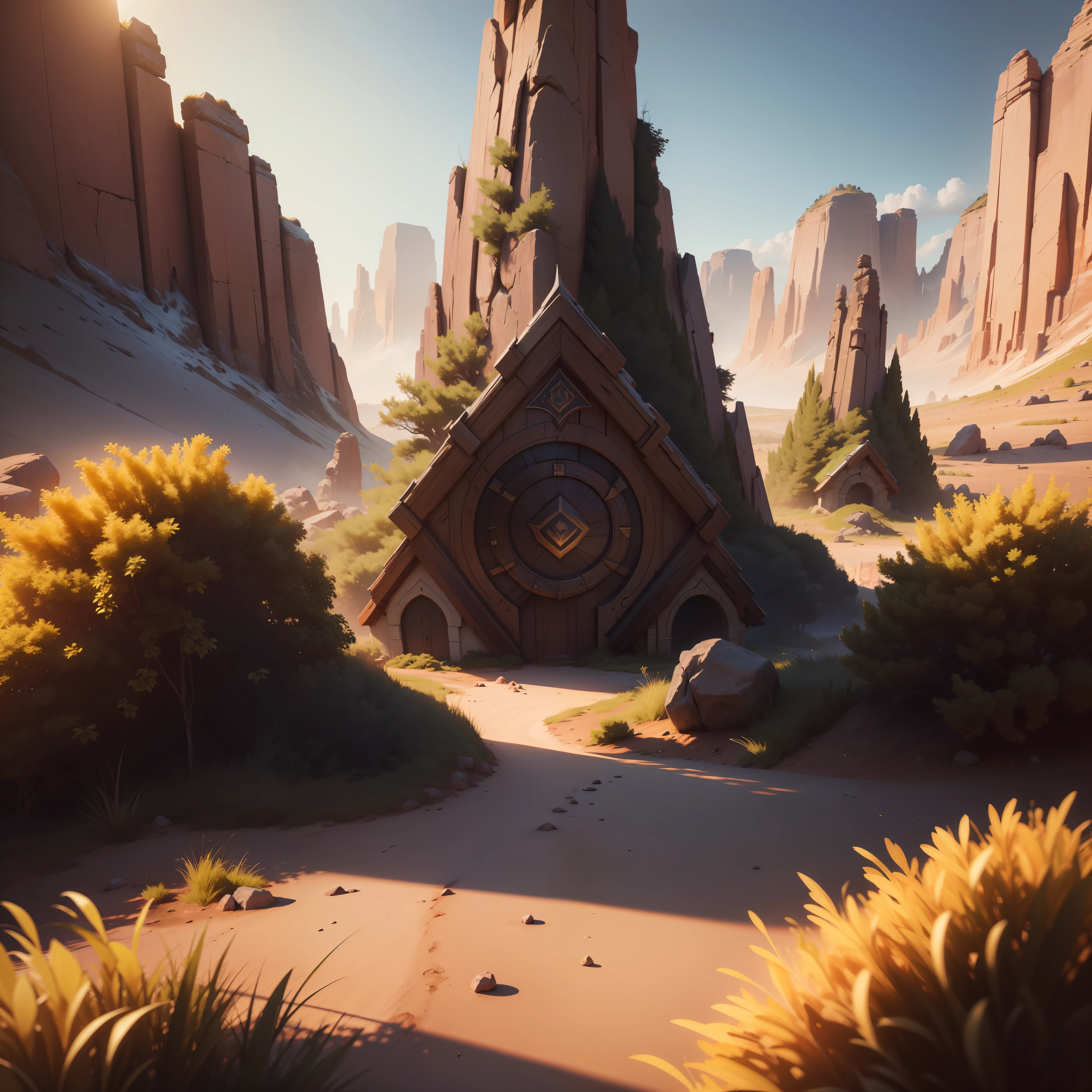 um campo, legends f runeterra, runeterra universe, Conceptual art, three sided view, atmospheric perspective, macro photo, high details, high quality, best quality, 4K, 8k, HD