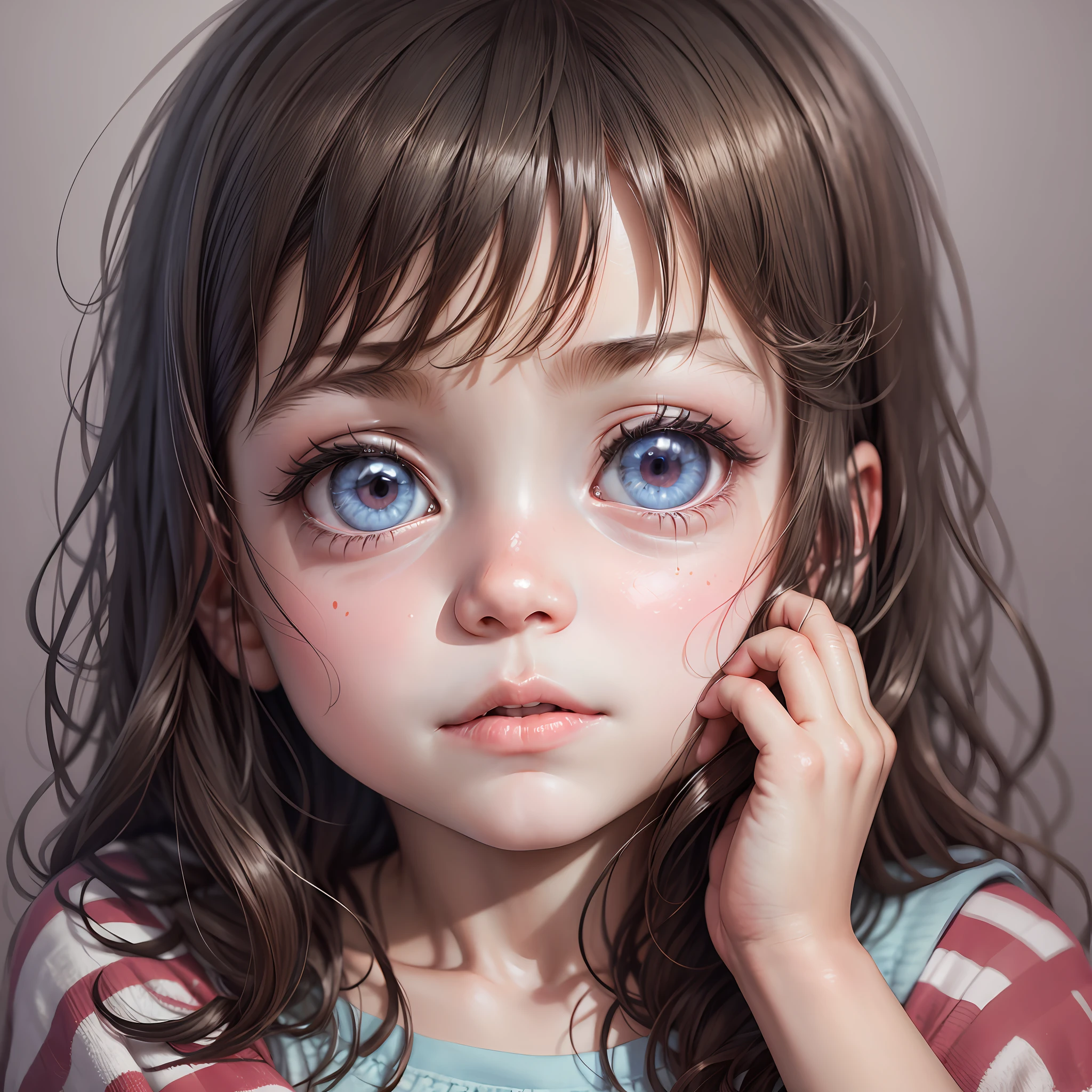 Realistic child, 5-9 , rubbing eyes, eye discomfort, large close-up --auto --s2