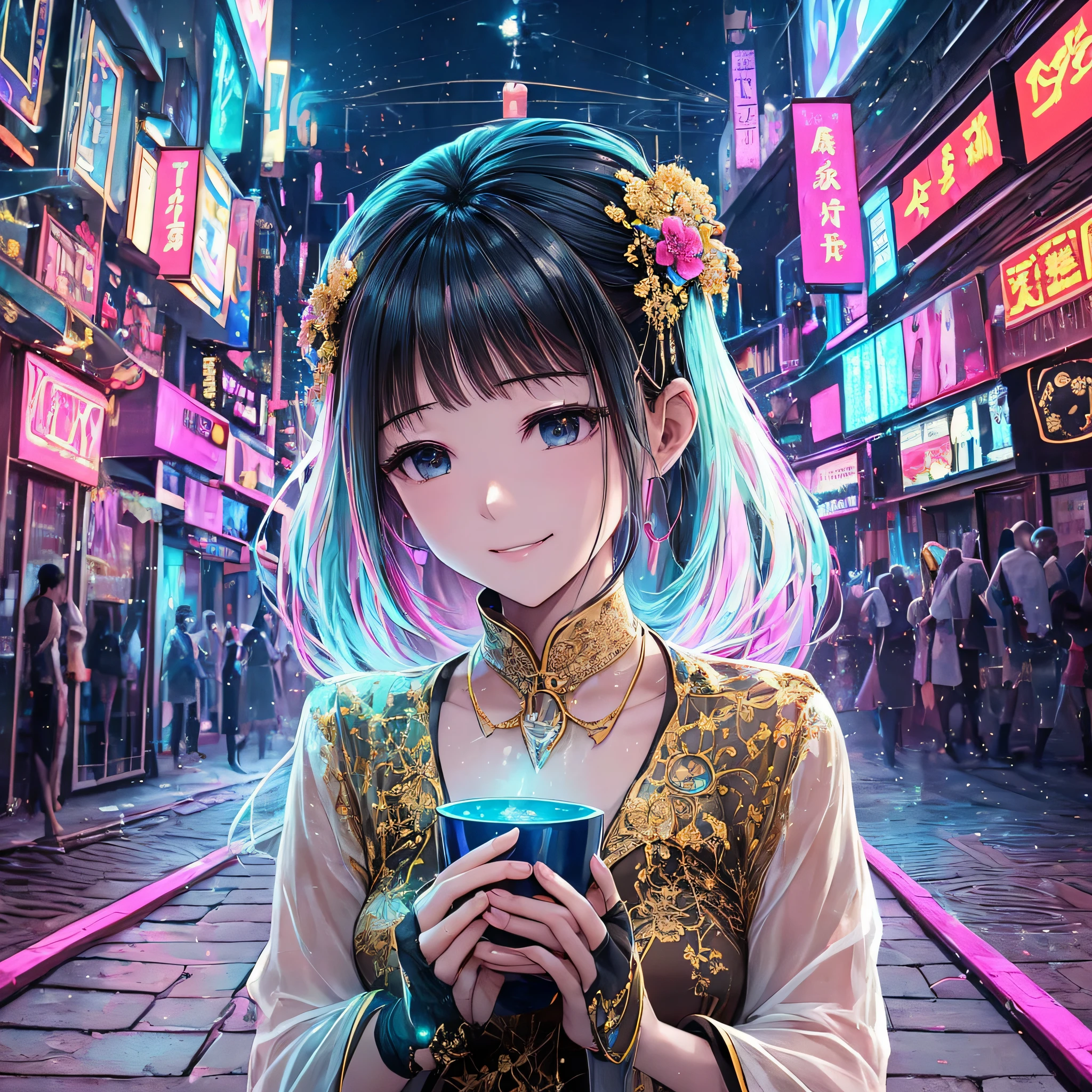 You come to me with a smile on your face    
  Under neon lights
  Your face
Looming    

Suddenly
  Past and present lives are intertwined in time
Yixi saw on the three living stones
   You and I don't care about other scenes    

Walk abruptly across the stream
Walk through spring and summer
Always alone
  Always helpless  

It's you
Awakened
Memories of my past life
  To your bits and pieces    

Speechless
Is it past life present life
Just for repetition
Get to know each other and leave again

Meng Po drank the soup over and over again
The heart hurts over and over again
Past life Present life
Why is the origin What is the dispersion --auto --s2