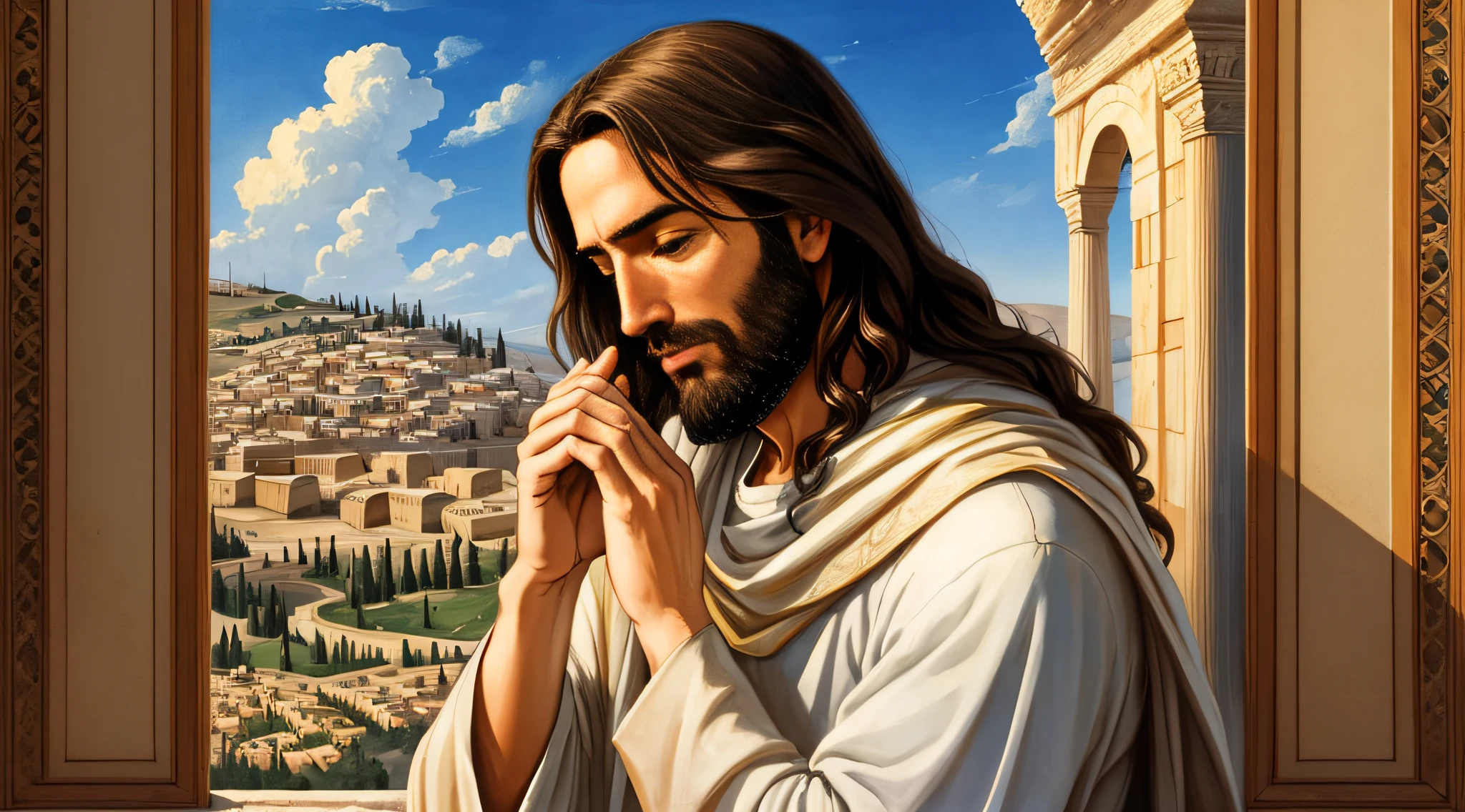 A Portrait of Jesus Praying on the Mount of Olives
