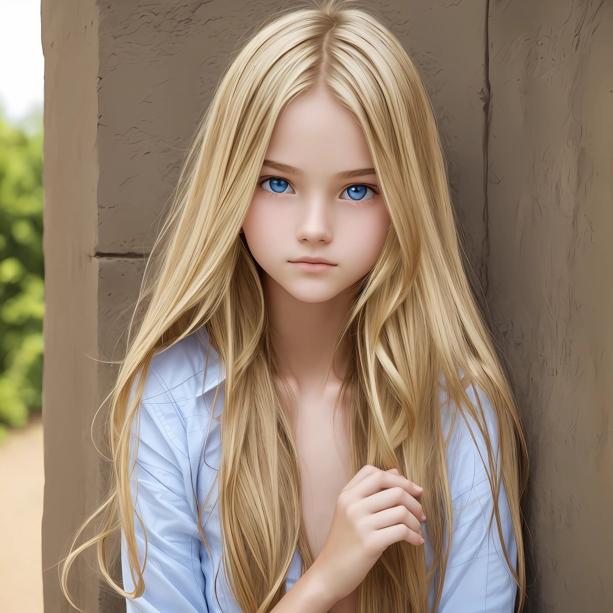 Young, girl, 15 years old, thin, small chest, long hair, blonde, blue eyes --auto --s2