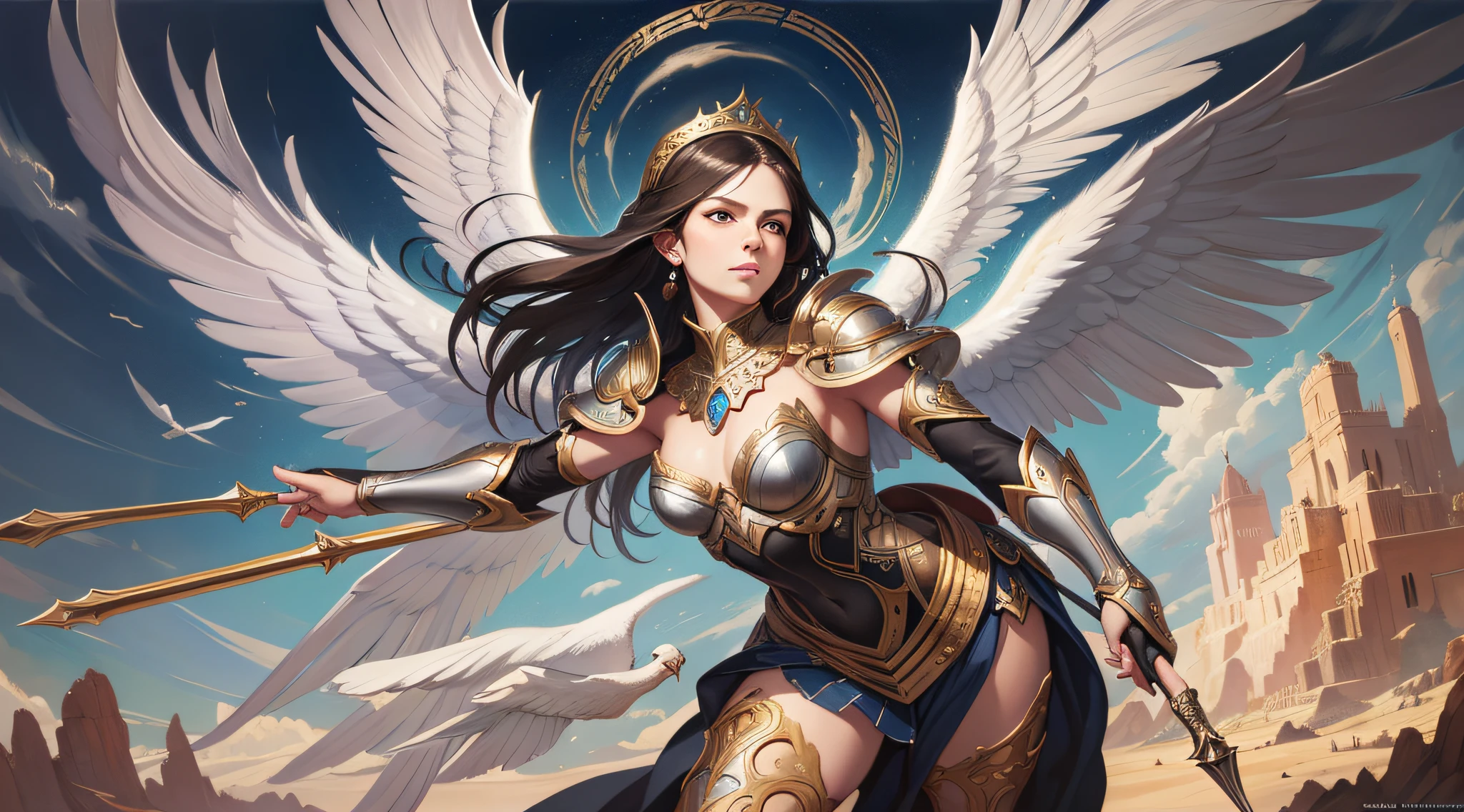 A beautiful ultra-thin realistic portrait of the archangel Michael, in combat posture, full body, biblical, realistic, intricate details, by Abbott Fuller Graves, Bartolome Esteban Murillo, jc leyendecker, craig mullins, peter paul rubens, (caravaggio), trend in artstation, 8k, Concept Art, Fantasy Art, PhotoRealistic, Realistic, Illustration, Oil Painting, Surrealism, HyperRealistic, brush brushes, Digital art, style, watercolor