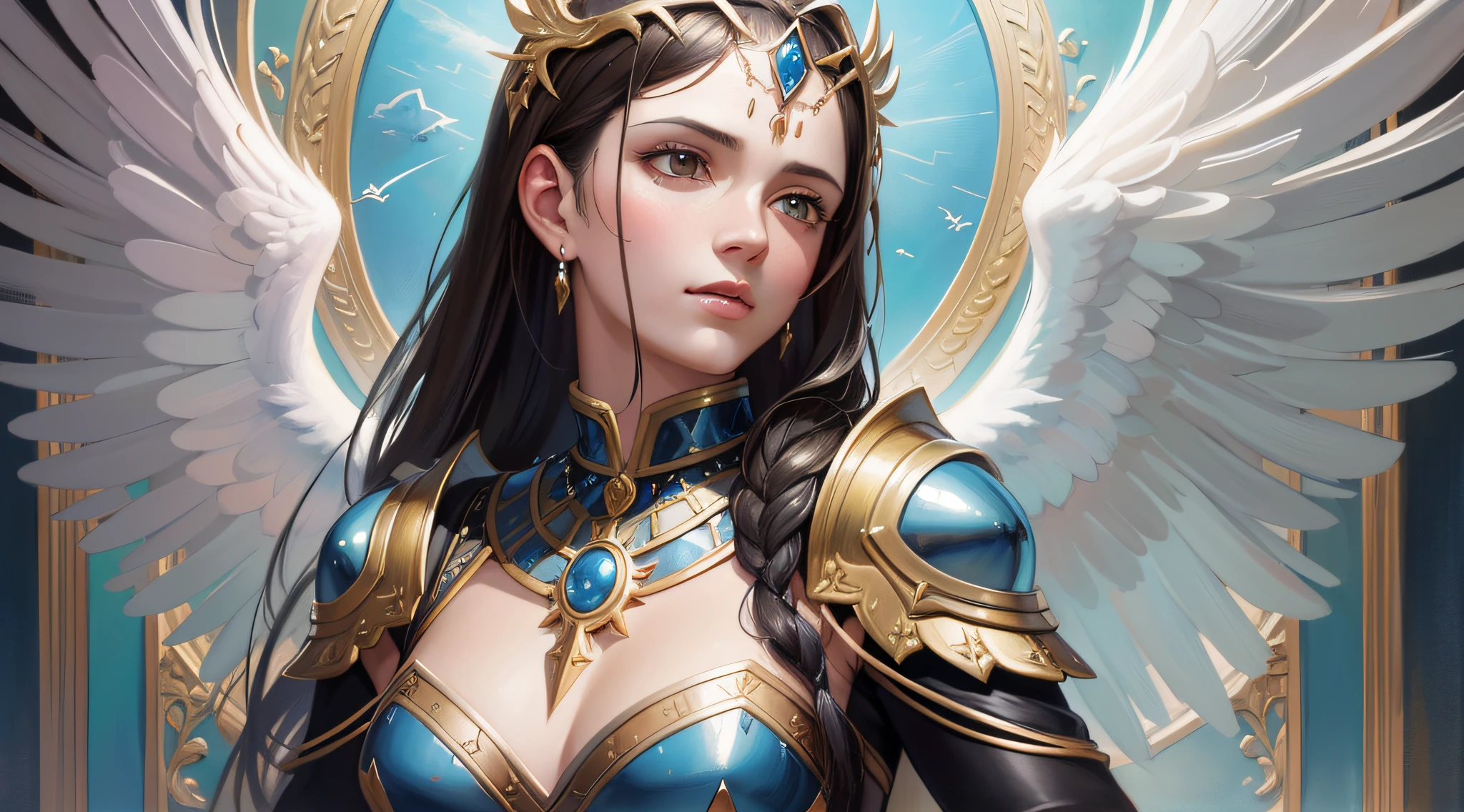 A beautiful ultra-thin realistic portrait of the archangel Michael, in combat posture, full body, biblical, realistic, intricate details, by Abbott Fuller Graves, Bartolome Esteban Murillo, jc leyendecker, craig mullins, peter paul rubens, (caravaggio), trend in artstation, 8k, Concept Art, Fantasy Art, PhotoRealistic, Realistic, Illustration, Oil Painting, Surrealism, HyperRealistic, brush brushes, Digital art, style, watercolor