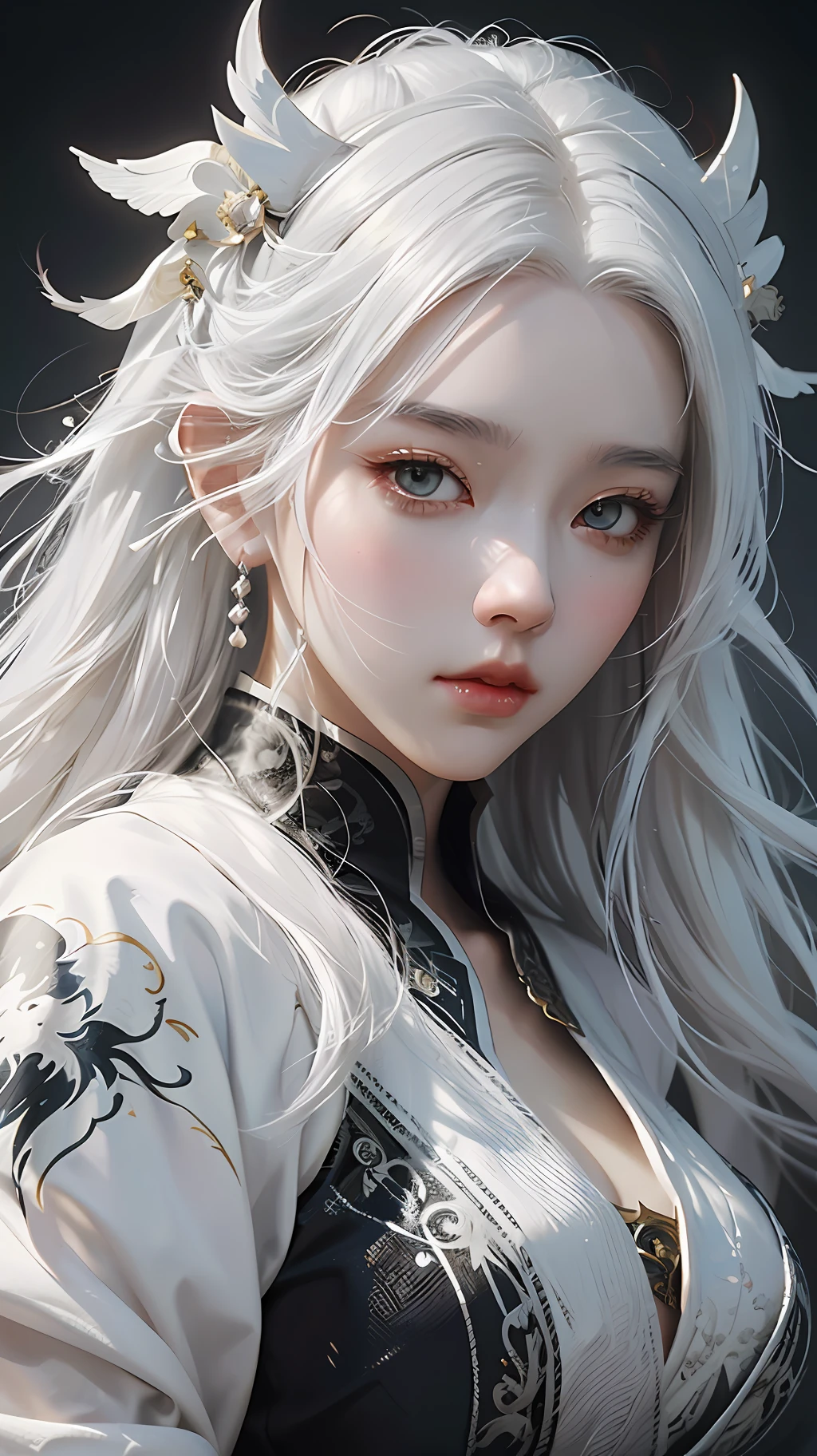 a close up of a woman with white hair and a white mask, beautiful character painting, guweiz, artwork in the style of guweiz, white haired deity, by Yang J, epic exquisite character art, stunning character art, by Fan Qi, by Wuzhun Shifan, guweiz on pixiv artstation