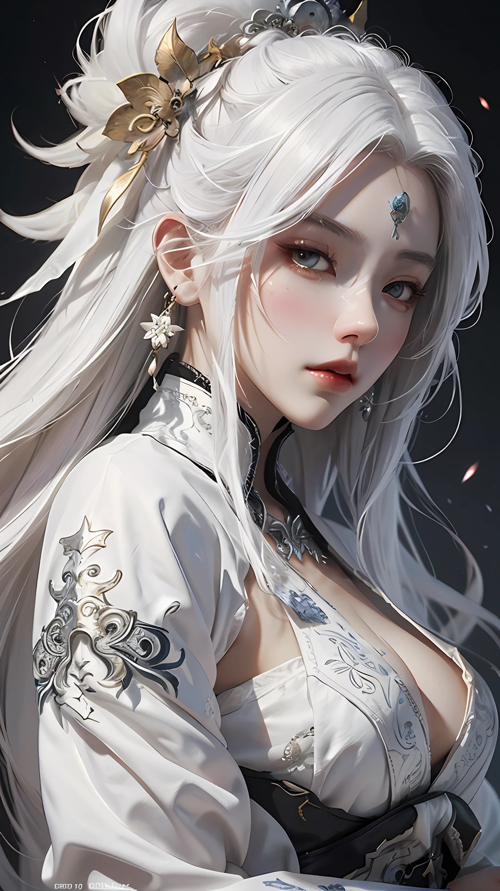 a close up of a woman with white hair and a white mask, beautiful character painting, guweiz, artwork in the style of guweiz, white haired deity, by Yang J, epic exquisite character art, stunning character art, by Fan Qi, by Wuzhun Shifan, guweiz on pixiv artstation