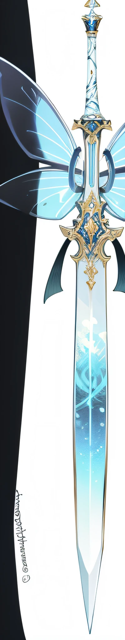 Masterpiece, best quality, a sword, fairy sword, full body, (no humans: 1.2), white background, simple background
