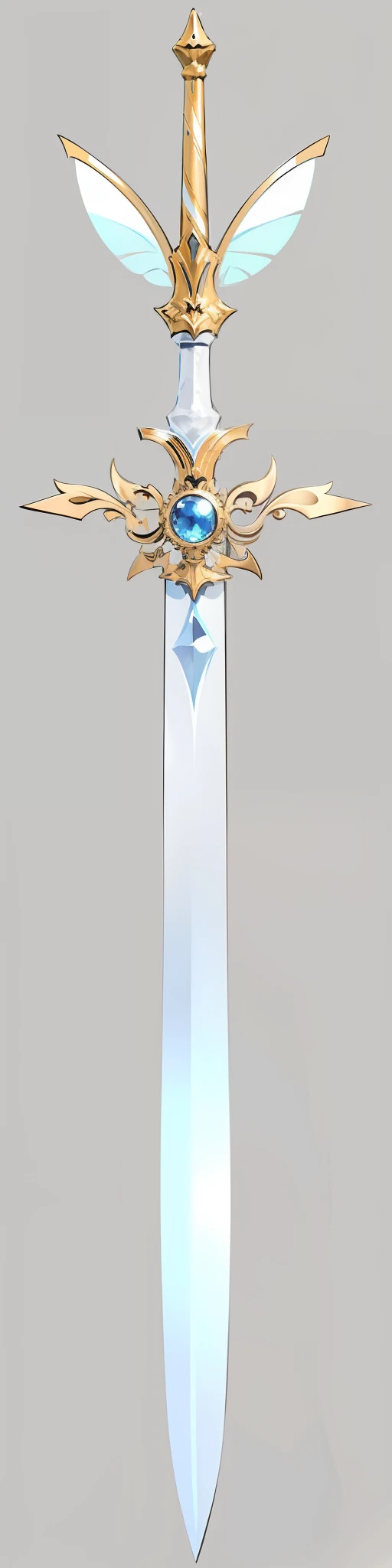 Masterpiece, best quality, a sword, fairy sword, full body, (no humans: 1.2), white background, simple background