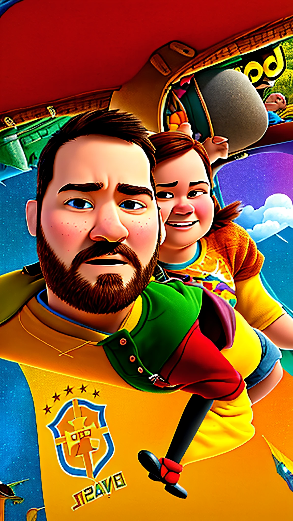 Characteristic of Pixar's productions, "Up: High Adventures", the drawing style is quite colorful and detailed. The characters and scenarios are rendered with great precision and realism, using advanced techniques of 3D modeling and lighting, combining realistic elements with a touch of fantasy, especially in the representation of the character, characters possess expressive and cartoonish physical characteristics.