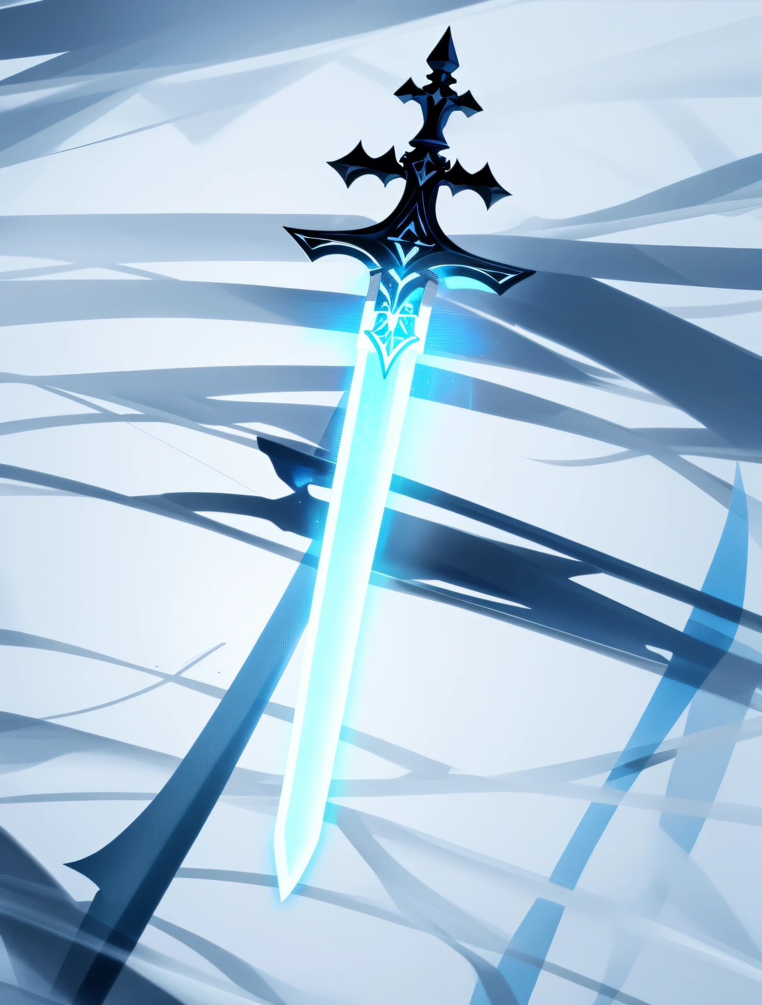 Masterpiece, best quality, sword, fairy sword, black sword, white background, simple background