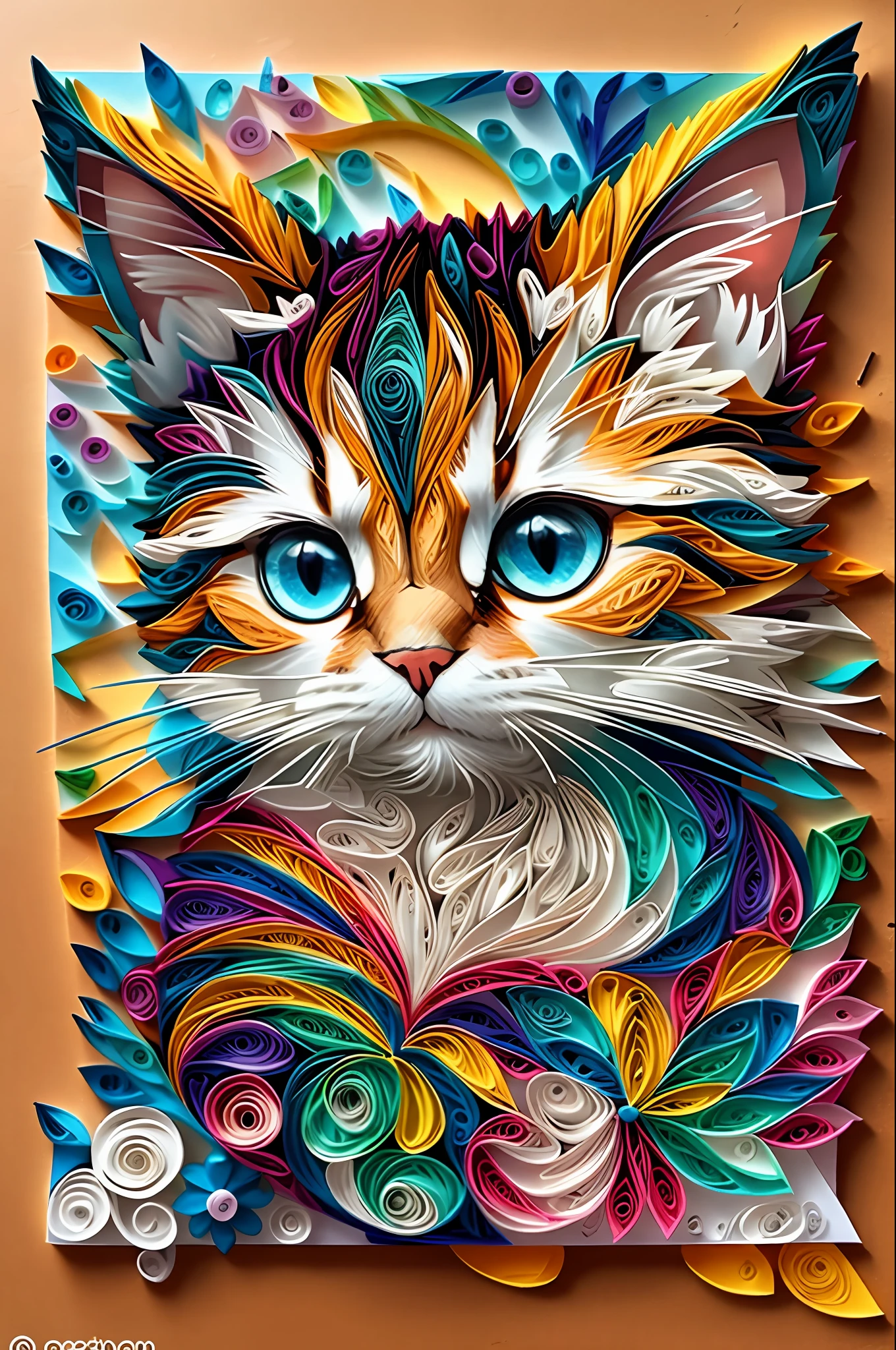 Trigre, multi dimensional quilling paper, art, chibi,
yang08k, beautiful, colorful,
masterpieces, superior quality, best quality, official art, beautiful and aesthetic, clean unique, and with a cat, that cat, light and tenderness