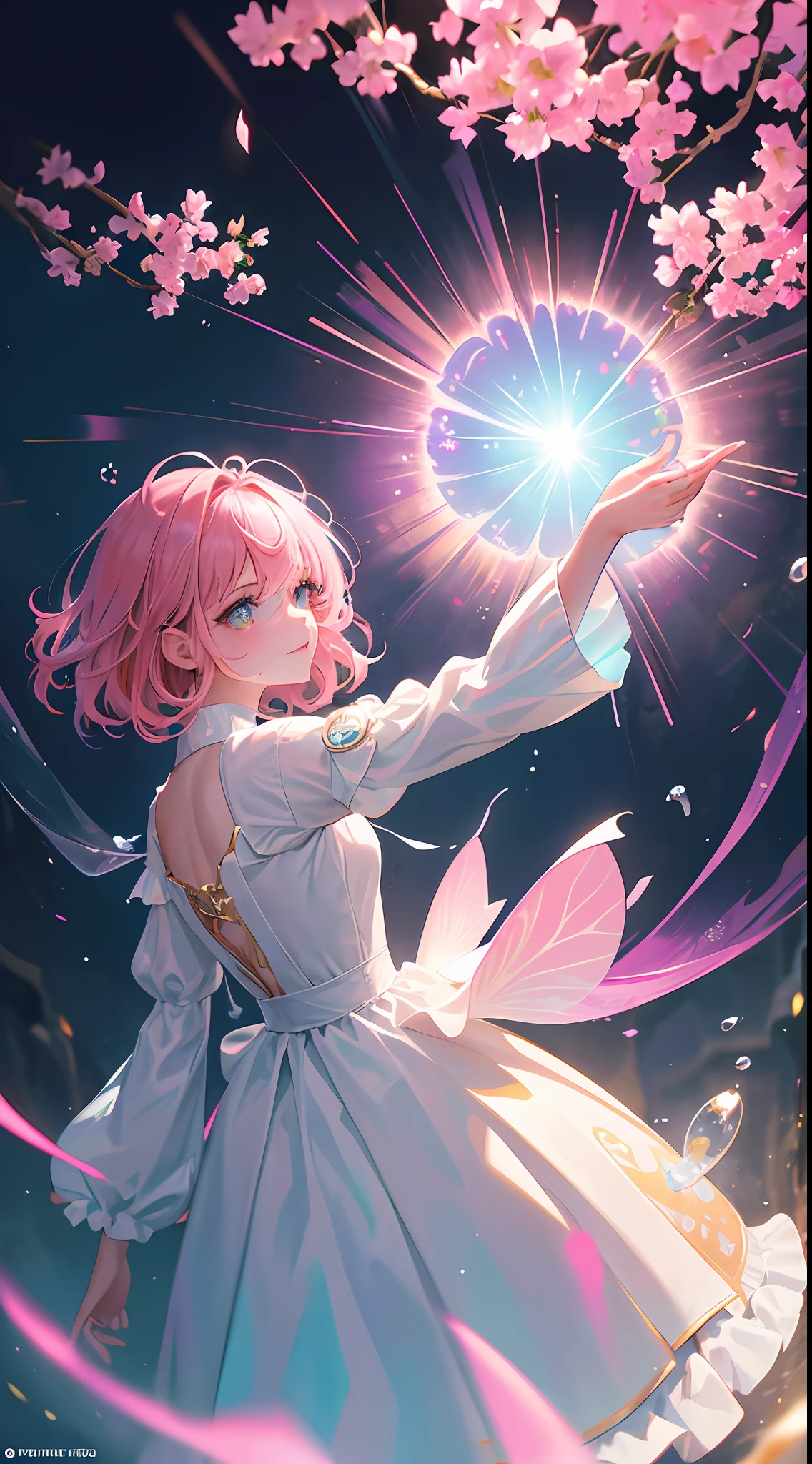 (Masterpiece:1.2), best quality, (illustration:1.2), (ultra-detailed),Eye focus,(Masterpiece Glow, pink lens flare), (Cinematic background), hyper details, (delicate detailed), ( intricate details) ), octane render, hdr, (hyperdetailed:1.15), ((colourful)), (soft light:1.2), 1male,, ultra-detailed eyes, mature, thick, rainbow painting drops, paint teardrops, men composed of paint, fully painted, splat, splash, outdoor, (Bioluminescent Hair: 1.1), (Glowing Eyes), ((Pink Hair)), (Cinematic Masterpiece), Ferocious, Powerful, Splashing Colors Absolutely Eye-catching, (Movie Headlights), ((Caustic)), Dynamic Angles, Beautiful Details Glow, Ambient Occlusion, Ambient Light, Ray-Traced Reflections, (Best Lighting, Extremely Delicate and Beautiful), ((Cinematic Light)), (Soft: 2), (Otherworld Events), Otherworld Portals, Dreams, (Curious), (Mysterious), (Explore New Worlds), ( Whimsical :2), Intricate Background, Vitality, Spirit, (Gentle Smile), Dreamland, Skyscraper, (Tree of Life), Vortex, Magic Array, 2 Legs, 2 Arms