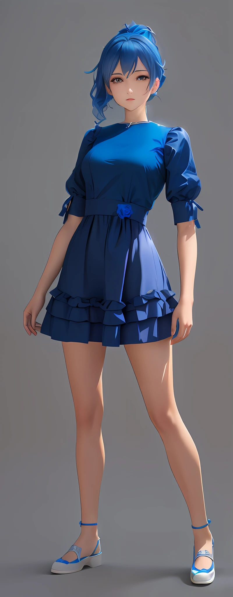 rhin sleeves, skin tight, blue dress