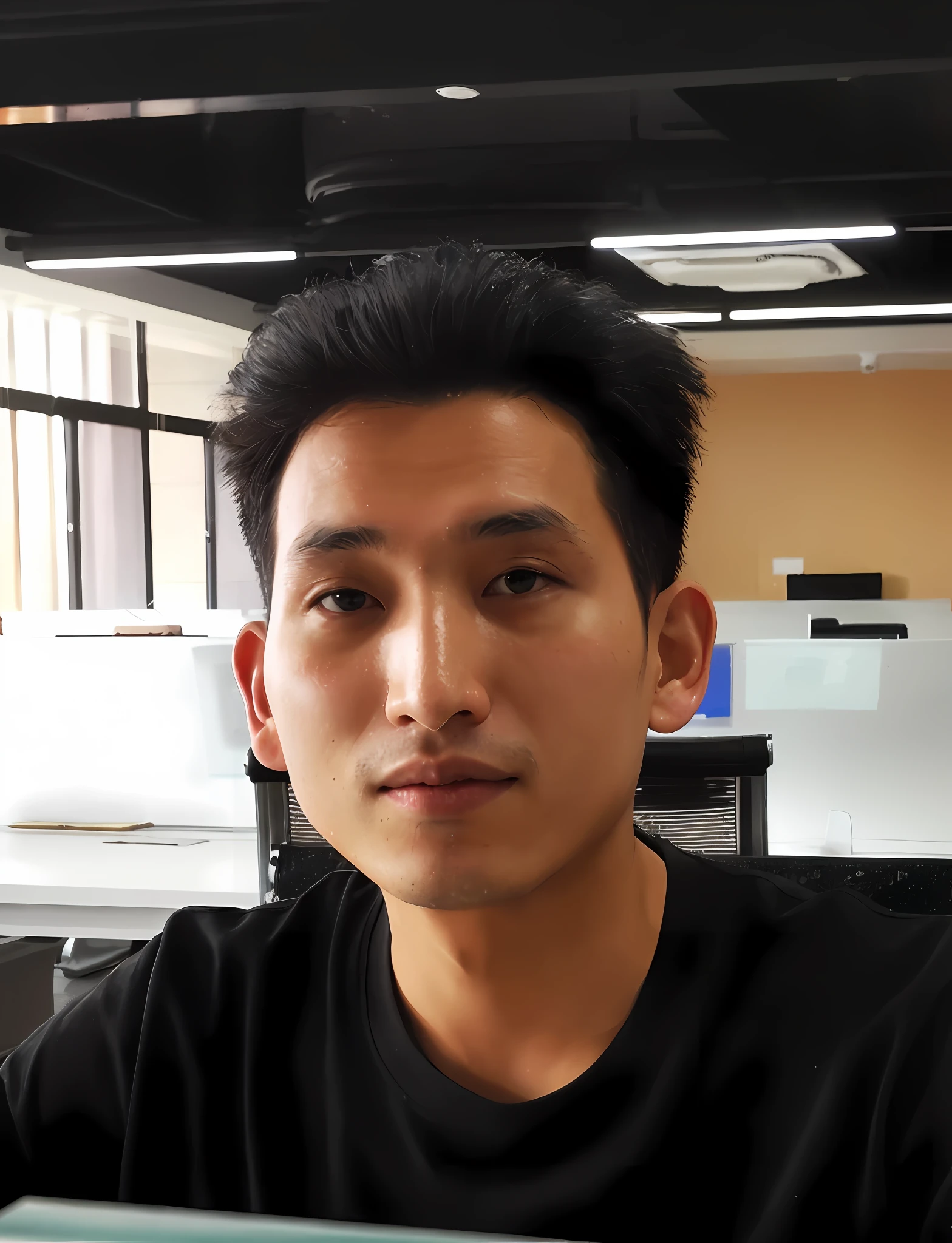 there is a man sitting at a desk with a laptop, zeng fanzh, xintong chen, steve zheng, huifeng huang, antilous chao, wei wang, yintion j - jiang geping, zezhou chen, 2 7 years old, jinyiwei, peter xiao, qifeng lin, qichao wang, liang xing