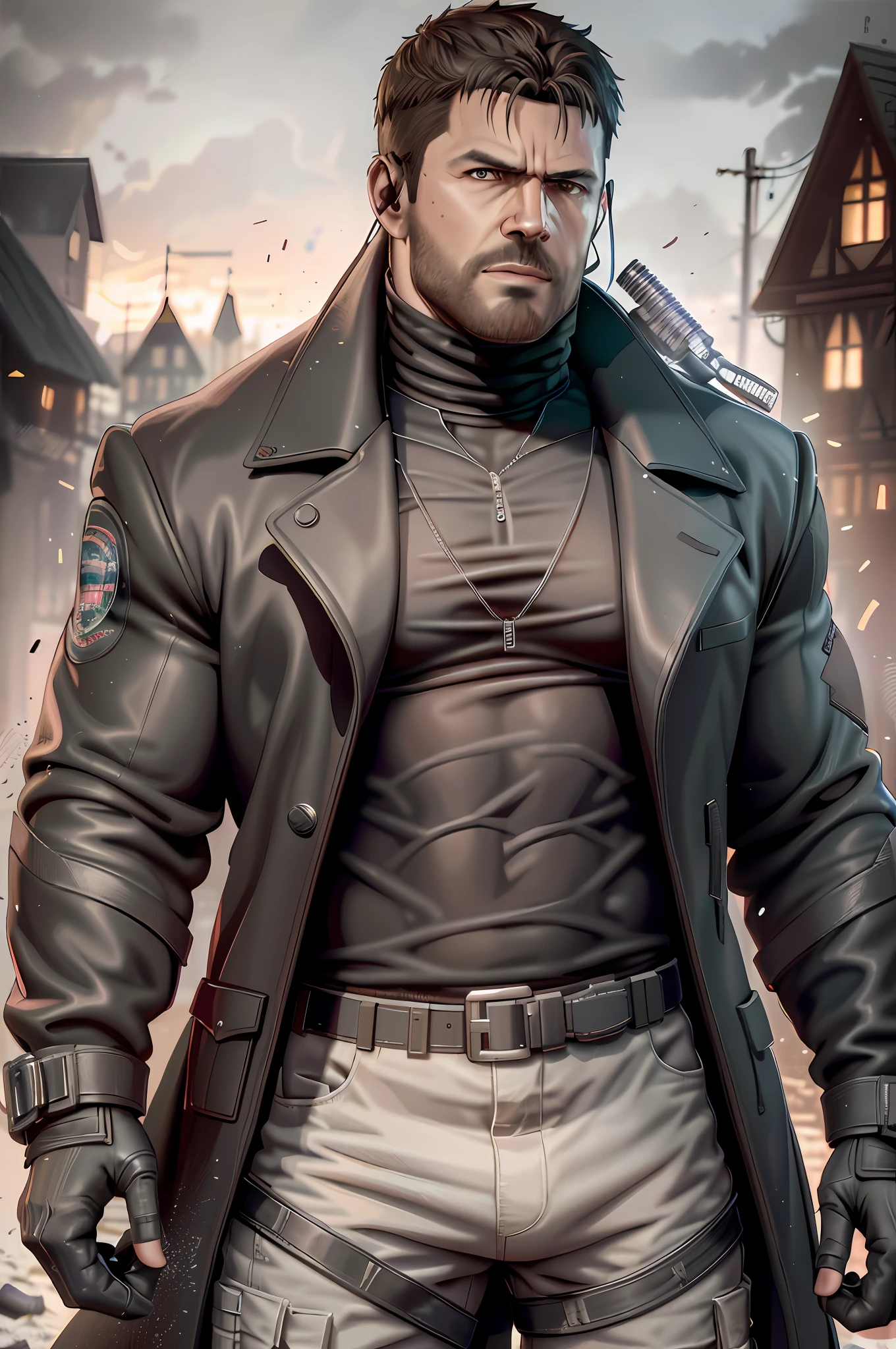 arafed image of a man in a leather jacket and black leather pants, portrait of adam jensen, 3 d render character art 8 k, concept art like ernest khalimov, muscular! cyberpunk, unreal 5. rpg portrait, snake from metal gear, cyberpunk hero, metal gear solid art style, wojtek fus, big boss, high detail iconic character