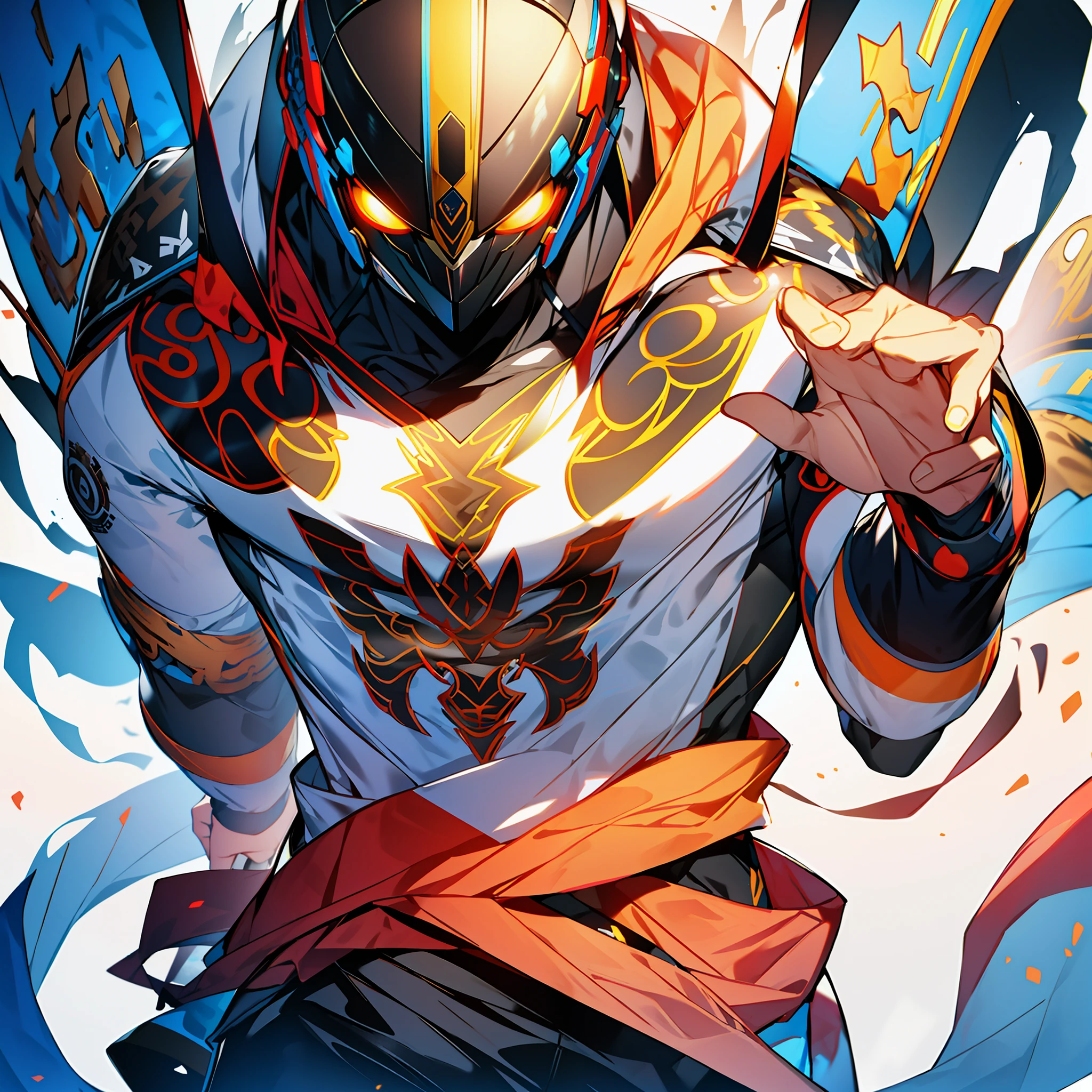background, mixed-language_text, Japanese letters in graffit ,boys, excellent lighting, sidelighting, (), vhsKeeper,, style GUILTY GEAR -STRIVE perfect ultimate (flat color: 1.3), (magazine_cover: 1.4), (multicolored_background: 1.3), striped_background, card_background, :: comix style by joe madureira :: circular pieces of white metals glued to the arms coming out shimmering yellow glow, , perfect and detailed, ultra detailed shirt with abstract design and with letter print  Japanese in graffiti of the sides of clothing, image of full-body boys fighting alongside you with powerful dragons versus alien creature full of tentacles, with immersive effects, hover effect, background graffiti style tribal tattoo with vibrant colors "HDR ultra" detailed and with focus effect, (masterpiece: 1.2, best quality), (beautiful eyes finely detailed: 1.2),  , ((Solo)), (Finely detailed eyes and detailed face :1.3), in various full-body attack poses, (cute background: 1.2),futuristic costume, super detailed circular metals Clinging to arms and pants, fantastic paintings
