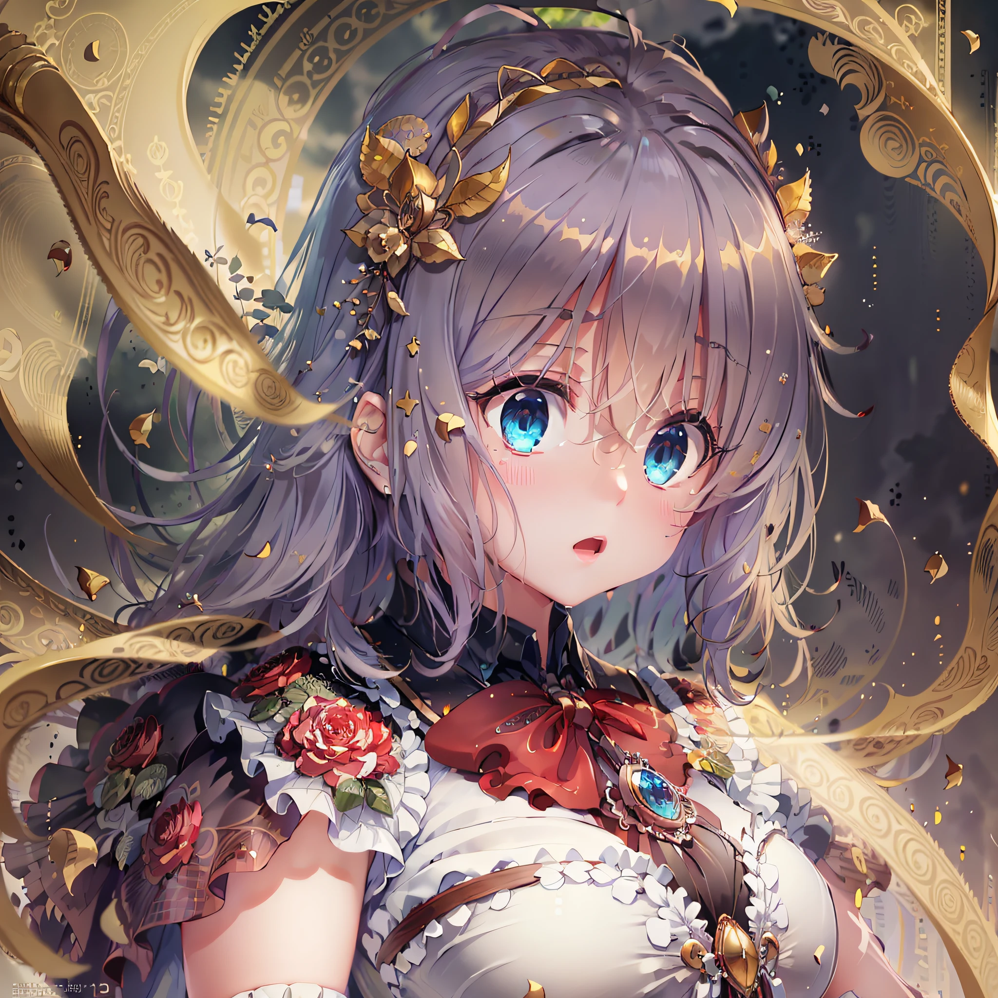 hiten_1, (((masterpiece))),best quality, illustration,beautiful detailed glow,detailed ice,beautiful detailed water,red moon,snowflake, (beautiful detailed eyes),expressionless,beautiful detailed white gloves, (floating cloud:1.2),upper body, In court dress,Bust,masterpiece, best quality, illustration,, sunlight, beautiful, detailed eyes,1 quee,highly detailed, solo, full,amazing, beautiful, finely detail, Depth of field, extremely detailed, CG unity 8k wallpaper, dynamic composition, motion, ultra - detailed, incredibly detailed, a lot of details, amazing fine details and brush strokes, smooth, hd semirealistic anime cg concept art digital painting,,