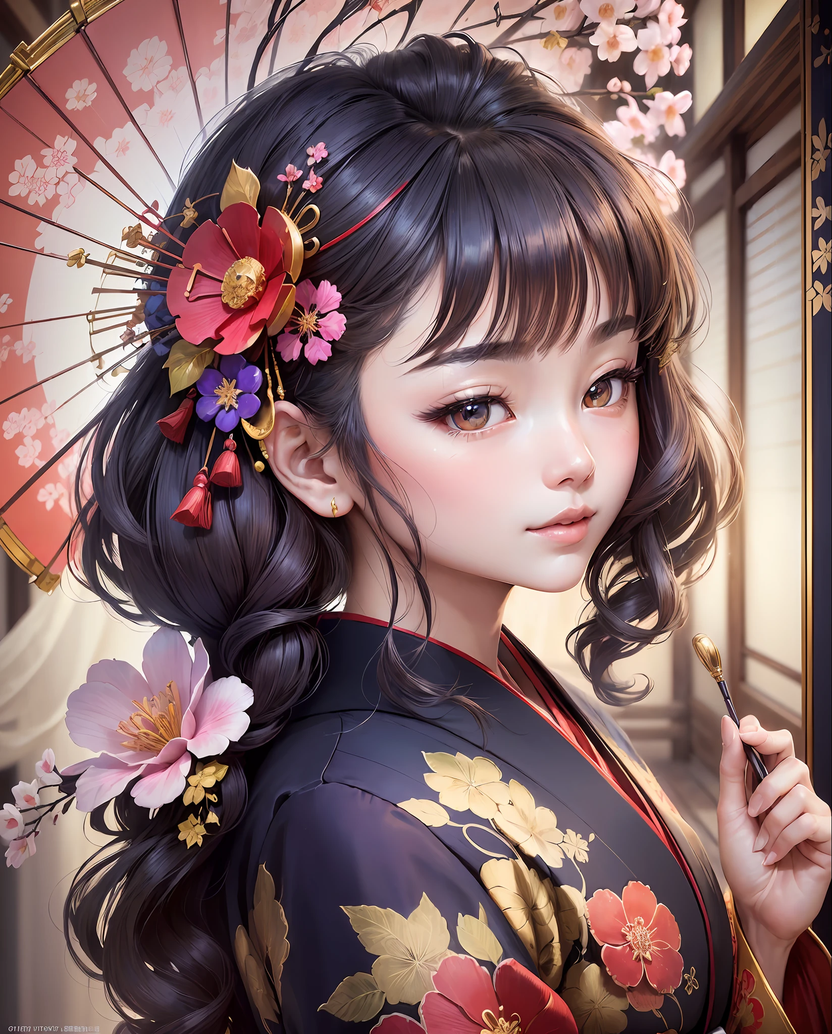 (((Masterpiece)))), (((Highest Quality)))), ((Ultra Detailed)), (Illustration))), (Detail Light), (Very Delicate and Beautiful)), (Beautiful Detail Eyes), (Lighting Drop Reflection), HDR, Background Ultra Detailed Japan Play, Exquisite Lighting and Shadows, Very Dramatic Images, Cinematic Lens, Charming Smile, (Eyes of different colors)), 1 woman, Background is Edo period (Excellent detail, excellent lighting (Excellent rendering, enough to stand out among the class), Solo, Super Detail Kimono, (Close Up to the Viewer: 1.2), Beautiful Detail Hairstyle and Beautiful Detail Hair Accessories, Oiran (Excellent Rendering, Enough to stand out among the Class), Beautiful Detail Hairstyle and Beautiful Detail Hair Accessories, Oiran Colorful Refraction, Light Particles, Beautiful Detail Kimono, --auto --s2