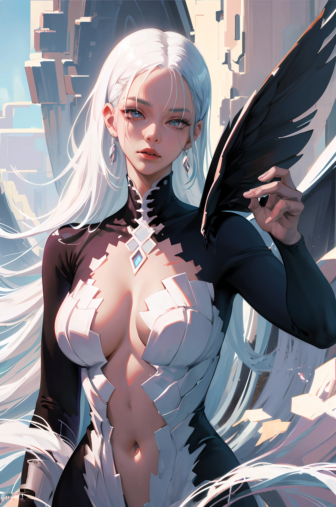 anime girl with white hair and black clothes posing naked, extremely detailed artgerm, detailed digital anime art, artgerm on artstation pixiv, guweiz on pixiv artstation, guweiz on artstation pixiv, fanart best artstation, :: rossdraws, trending on artstation pixiv, rossdraws 2. 5