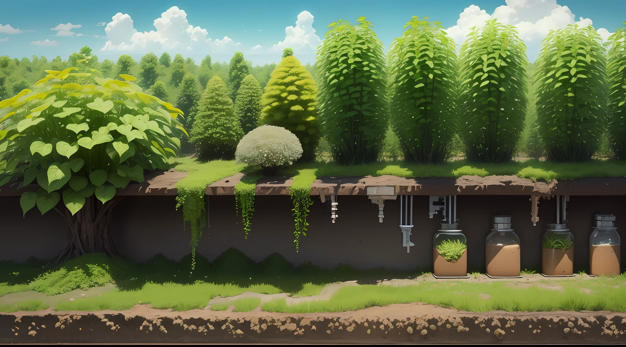 Depict the key elements involved in nitrogen fixation, such as atmospheric nitrogen, nitrogen-fixing bacteria, and plants. --auto --s2