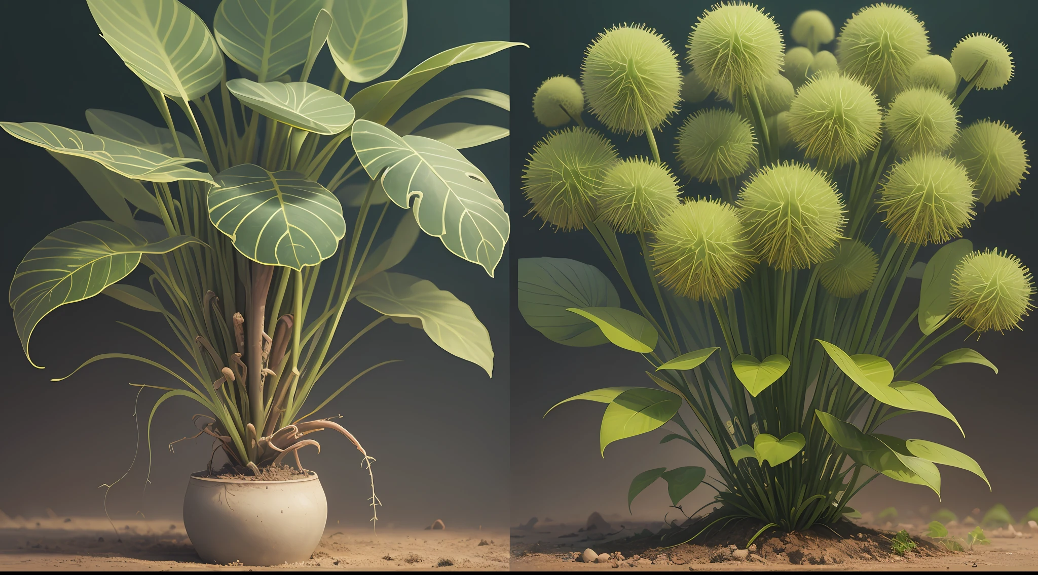 Showcase the interaction between nitrogen-fixing bacteria and plants, emphasizing their symbiotic relationship