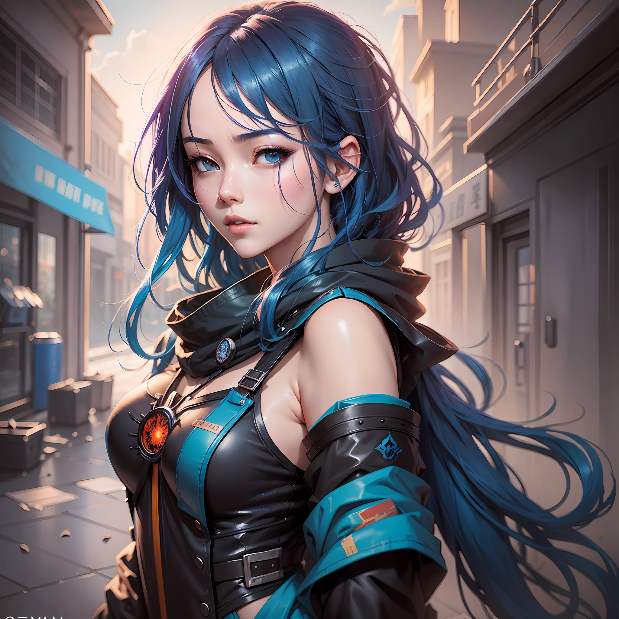 There is a blue-haired woman, Guweiz style art, Guweiz, beautiful character painting, Guweiz in ArtStation Pixiv, Guweiz in Pixiv ArtStation, stunning anime face portrait, beautiful digital art, Wlop Rossdraws, Guweiz Masterpiece, detailed digital anime art --auto --s2