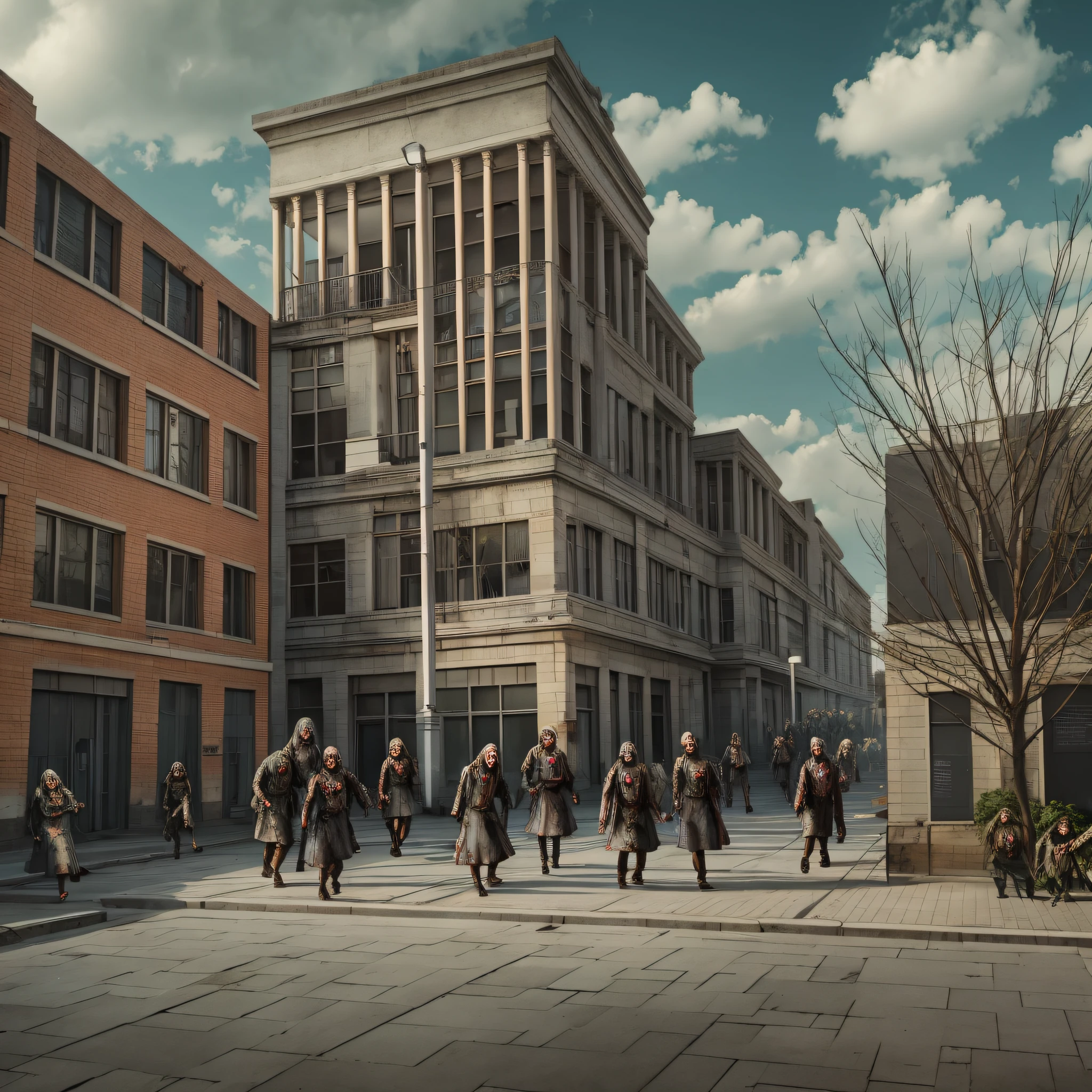 A group of zombies on the school campus --auto --s2