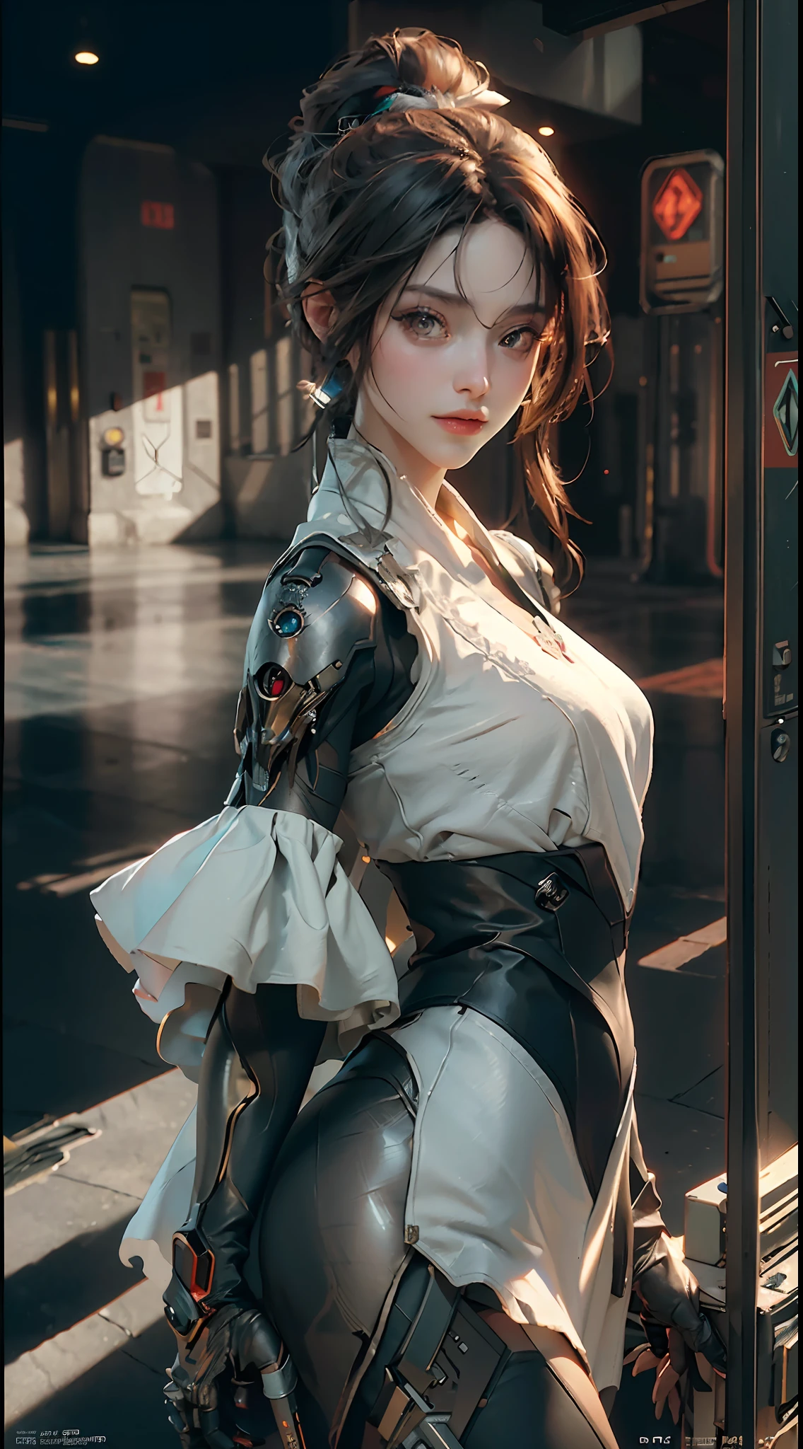((Best quality)), ((masterpiece)), (detailed:1.4), 3D, an image of a beautiful cyberpunk female,HDR (High Dynamic Range),Ray Tracing,NVIDIA RTX,Super-Resolution,Unreal 5,Subsurface scattering,PBR Texturing,Post-processing,Anisotropic Filtering,Depth-of-field,Maximum clarity and sharpness,Multi-layered textures,Albedo and Specular maps,Surface shading,Accurate simulation of light-material interaction,Perfect proportions,Octane Render,Two-tone lighting,Wide aperture,Low ISO,White balance,Rule of thirds,8K RAW,