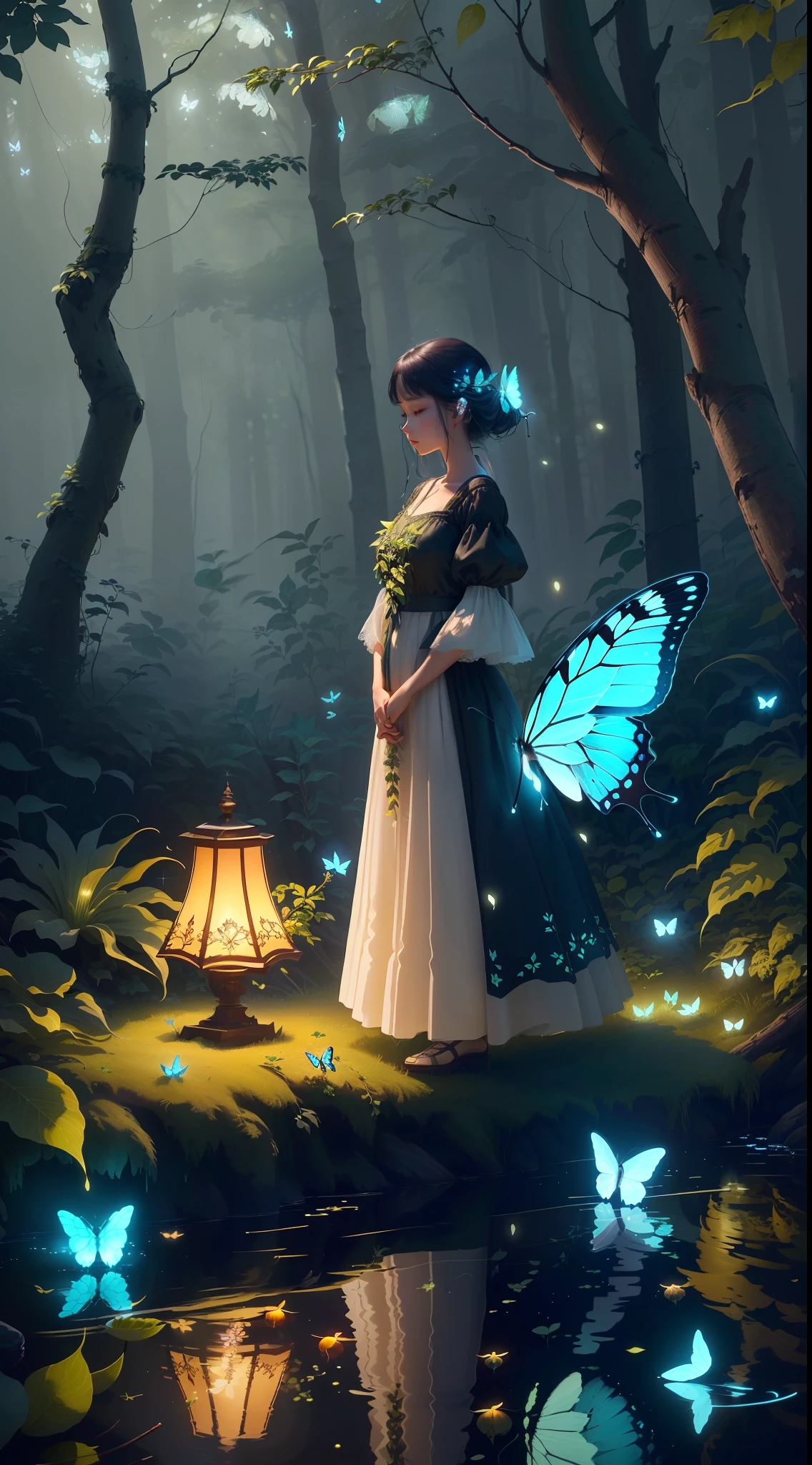 A masterpiece, the best quality, stunning reflections, the best reflections ever. (very detailed CG unity 8k wallpapers), (best quality), (best illustrations), (best shadows), forest theme with natural elements. Tall trees, quiet streams, small glowing mushrooms surrounded by delicate leaves and branches, with fireflies and glowing particle effects,, (natural elements), (jungle theme), (leaves), (twigs), (fireflies), butterflies, (delicate leaves), (glow), (particle effects). , Isometric 3D, Octane Rendering, Ray Traced, Super Detailed