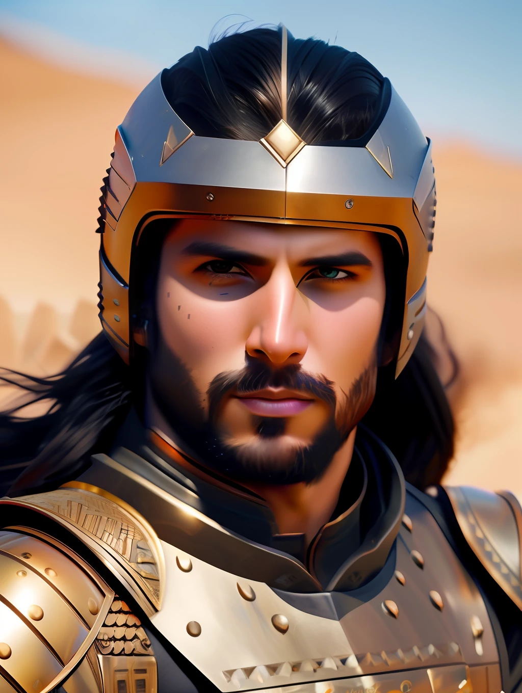 fking_scifi, fking_scifi_v2, portrait of a young, muscular very handsome and attractive Gladiator warrior man, in front of a sand desert, short messy hair, hairy body, rich colorful and bronze jewelry, close up, regal pose and attitude. fking_cinema_v2. , very strong and fitted, intense action, dynamic juxtaposition, warrior helmet and a sword, fierce look, looking at the viewer, fierce look, tumblr contest winner, hurufiyya, very strong fitted and masculine, movie still, cinematic lighting. photograph, detailed symmetric realistic face, extremely detailed natural texture, peach fuzz, long waived hair, masterpiece, absurdres, nikon d850 film stock photograph, kodak portra 400 camera f1.6 lens, extremely detailed, amazing, fine detail, intense actio, hyper realistic lifelike texture, dramatic lighting, unrealengine, trending on artstation, cinestill 800 tungsten, looking at the viewer, photo realistic, RAW photo, TanvirTamim, high quality, highres, sharp focus, extremely detailed, cinematic lighting, action, 8k uhd,-imagine-
