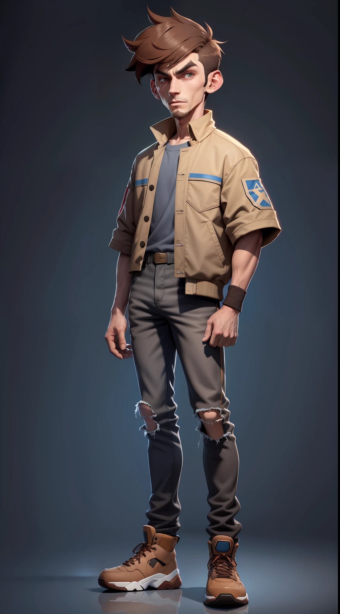 detail hair, different hair color color, short brown hair, middle part haircut, America guy, thin, cigarette, broken knuckles, pale, tired, depression, gopnik, full body, fullbody, reference, adopted character, character, anime style, concept art, character sheet adopt, 8K, Breathtaking, Detailed shade