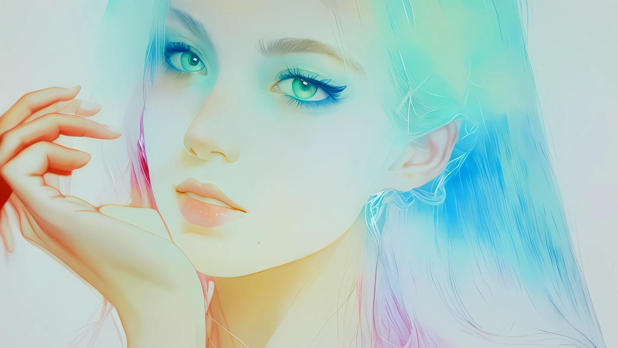 woman with agnes cecile, glowing design, pastel colors, ink drops, autumn lights