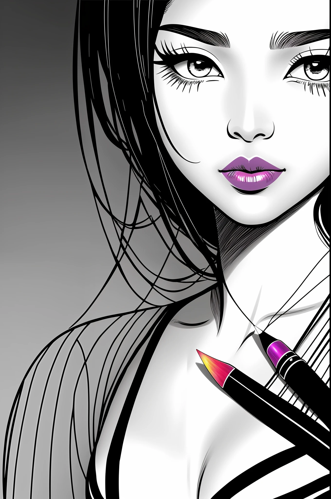 magic, epic realistic, ((african goddess woman)), dark skin, (realy luxuriant afro-textured hair rainbowned), gorgeous, sexy, curvy, busty, (geisha eyes), (heterochromia eyes), (intricate details:1.1), (rainbow lips), Pencil drawing, sketch, concept art, Manga style, Anime style, line art, webtoon, manhua, chalk, hand drawn, defined lines, simple shades, simplistic, manga page, minimalistic