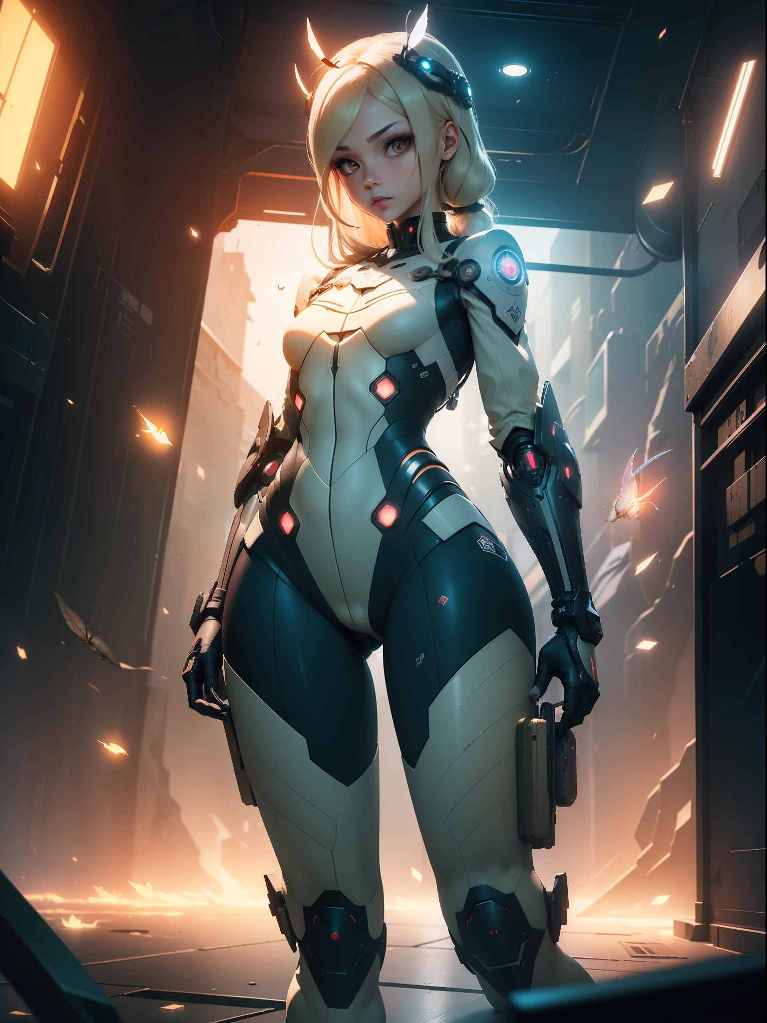 ((Best quality)), ((masterpiece)), (detailed: 1.4), (Absurd), paper, colorful line art, perfect face, skinny mechanical girl doing maintenance on a robot, shiny, sweaty tanned skin, defined muscular sculptural body, (((full body))), half-thick bare thighs, closed mouth, muscular body persimmon fabric mechanics overalls open to the navel, generous neckline, ((perfect small breasts)), (((totally khaki clothing)), (((ivory hair with moth)))), long eyelashes and black heavy makeup, (((niji style --V5)))), near real, psychopathic, crazy face, sexy pose, technological background giant robot repair station, jaggers, 2 piece clothing, centralized, scale to fit dimensions, HDR (High Dynamic Range),Ray Tracing,NVIDIA RTX,Super-Resolution,Unreal 5,Subsurface dispersion, PBR texture, Post-processing, Anisotropic filtering, Depth of field, Maximum clarity and sharpness, Multilayer textures, Albedo and specular maps, Surface shading, Accurate simulation of light-material interaction, Perfect proportions, Octane Render, Two-tone lighting, Wide aperture, Low ISO, White balance, Rule of thirds, 8K RAW, crysisnanosuit