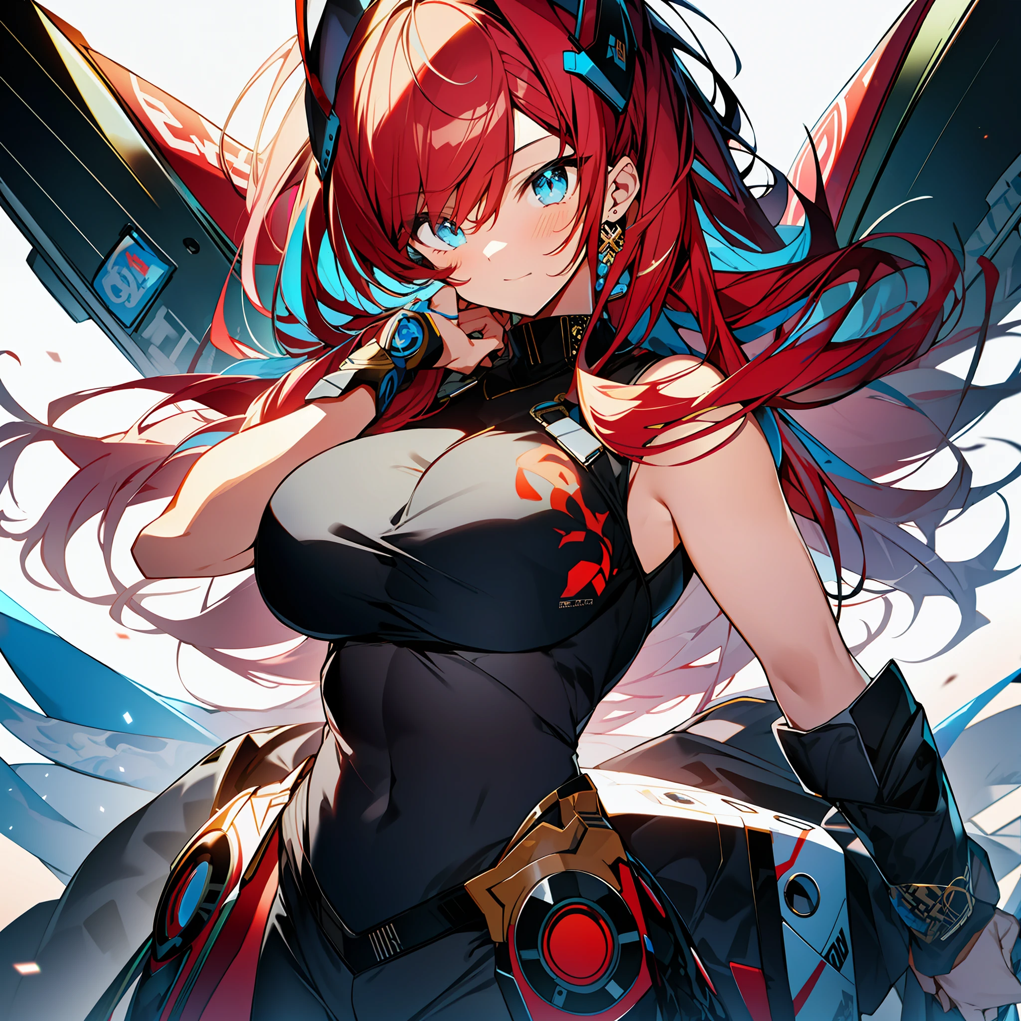 background, language_text, Japanese letters in graffit ,girls, long red hair, excellent lighting, sidelighting, (), vhsKeeper,, style GUILTY GEAR -STRIVE perfect ultimate (flat color: 1.3), (magazine_cover: 1.4), (multicolored_background: 1.3), striped_background, card_background, :: comix style by joe madureira :: circular pieces of white metals glued to the ultra detailed arms coming out sparkling shine, , perfect and detailed, ultra detailed shirt with abstract design and with Japanese graffit print of the sides of the outfit, image of girls with big breast, on top of a futuristic motorcycle, with immersive effects, hover effect, background graffiti style tribal tattoo with vibrant colors "HDR ultra" detailed and with focus effect, (masterpiece: 1.2, best quality), (beautiful eyes with huge eyelashes finely detailed: 1.2), , ((Solo)), (Finely detailed eyes and detailed face :1.3), in various full-body attack poses, (cute background: 1.2),futuristic costume, Super detailed circular metals Clinging to arms and pants, fantastic paintings