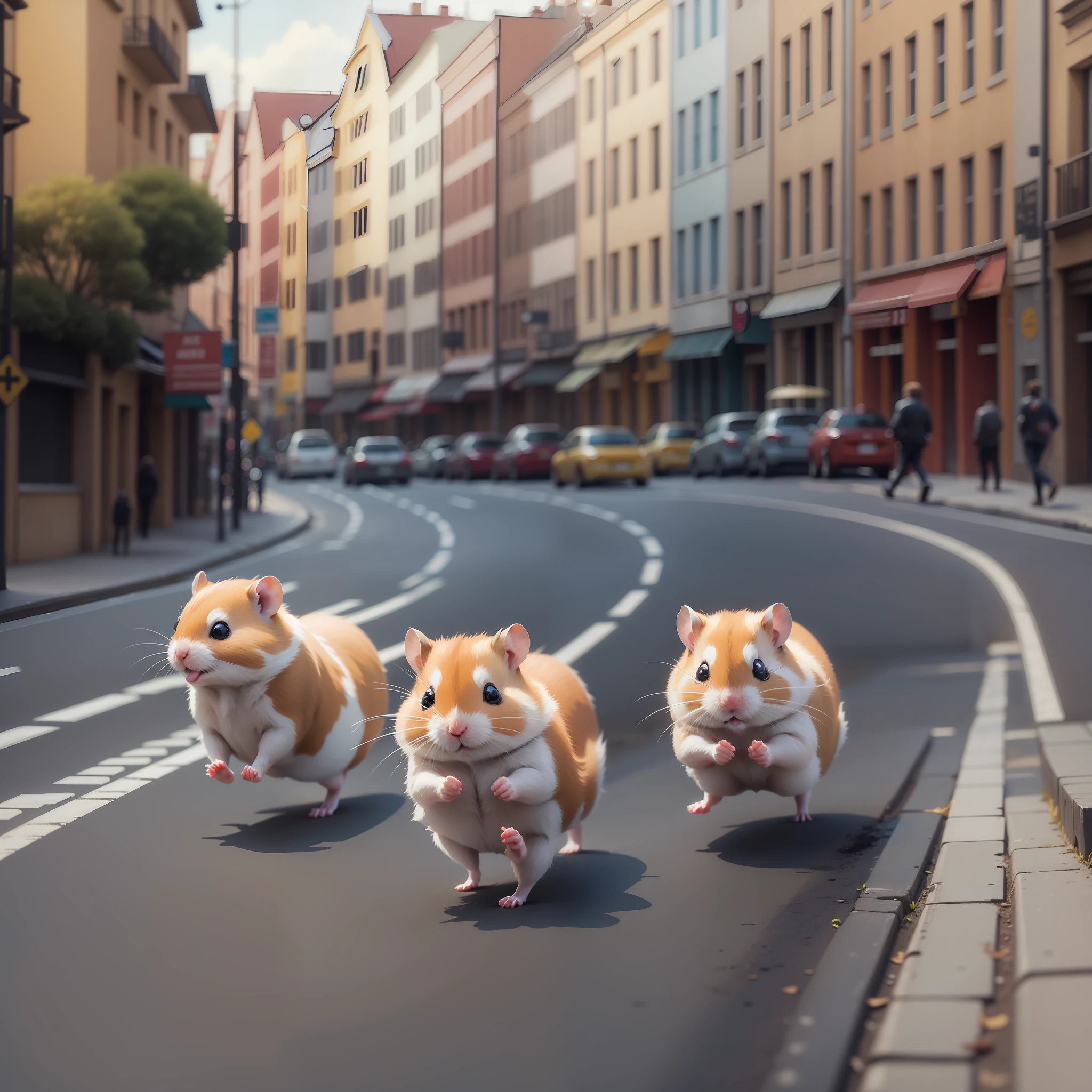 Little hamsters running