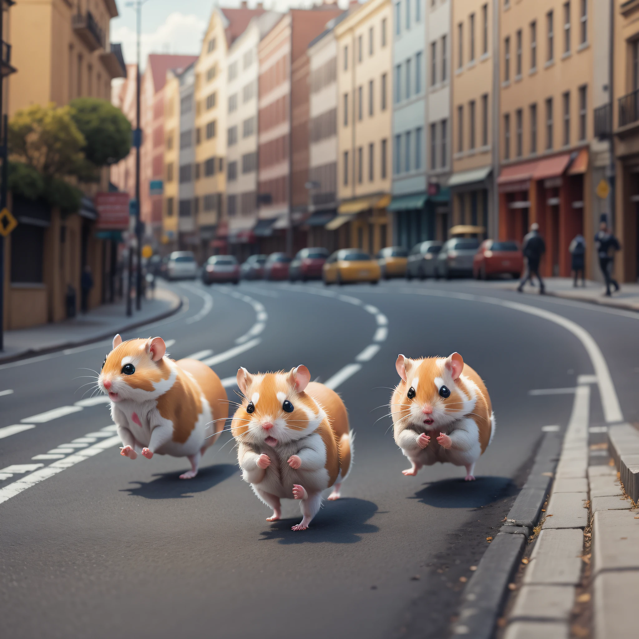 Little hamsters running