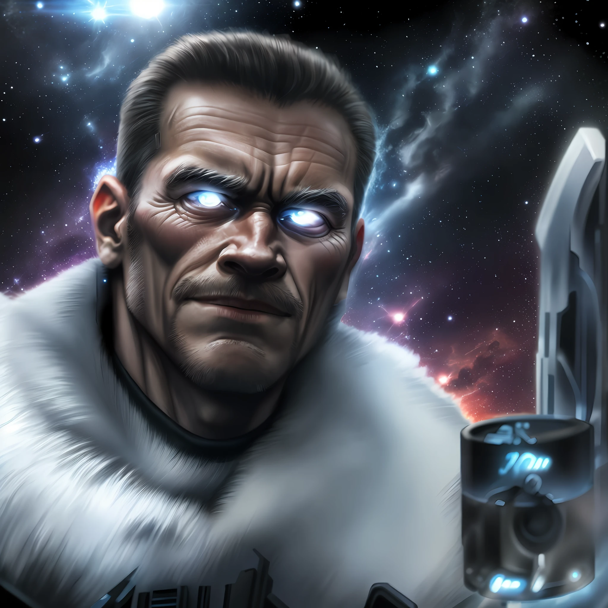 Terminator, bladerunner, space background
