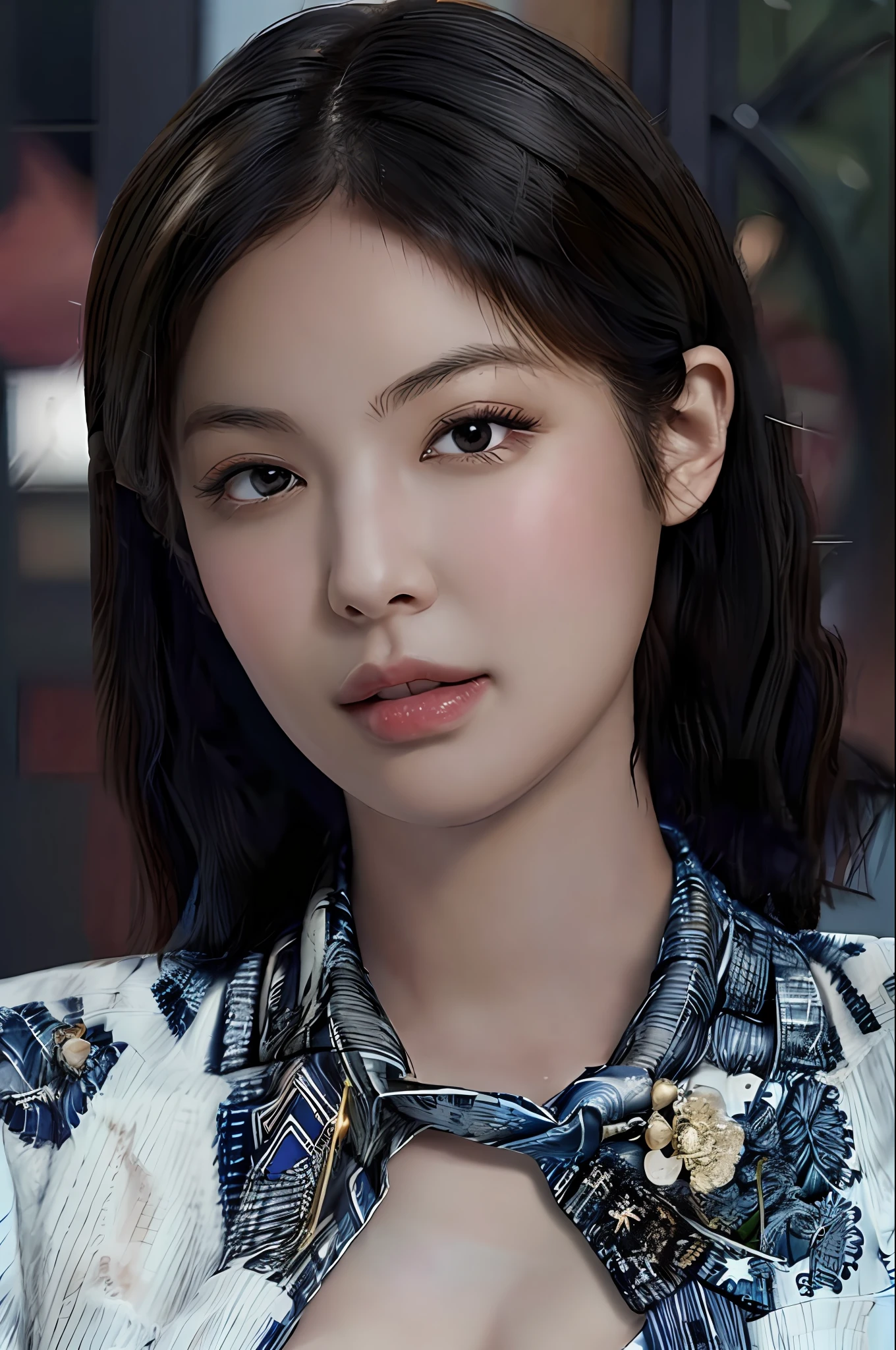 (Masterpiece: 1.3), (8k, Photorealistic, RAW Photo, Best Quality: 1.4), (1girl), Beautiful Face, (Realistic Face), (Black Hair, Short Hair: 1.3), Beautiful Hairstyle, Realistic Eyes, Beautiful Detail Eyes, (Realistic Skin), Beautiful Skin, (Sweater), Absurd, Attractive, Ultra High Definition, Ultra Realistic, High Definition, Golden Ratio, Half American and Japan