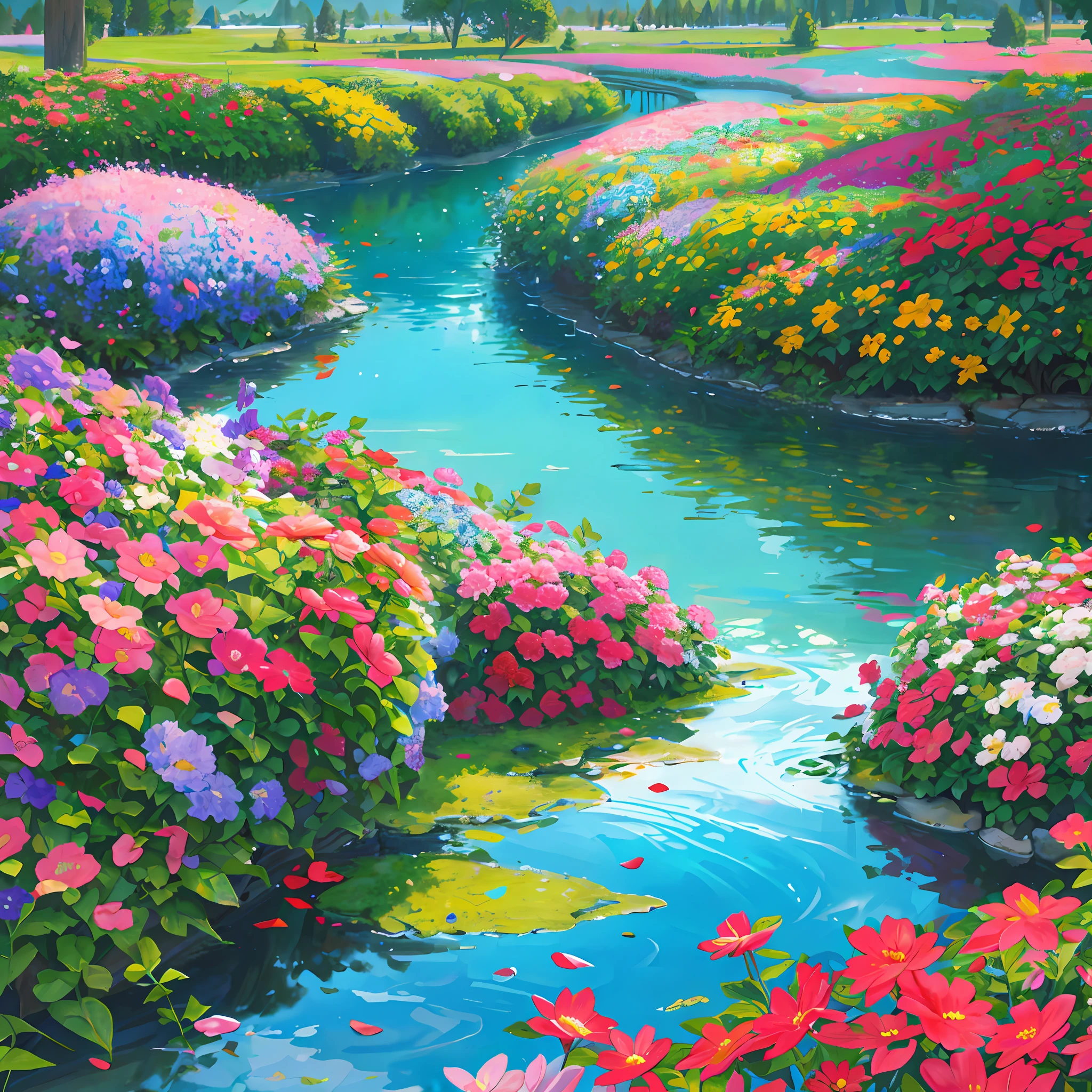 flowers,garden,lake